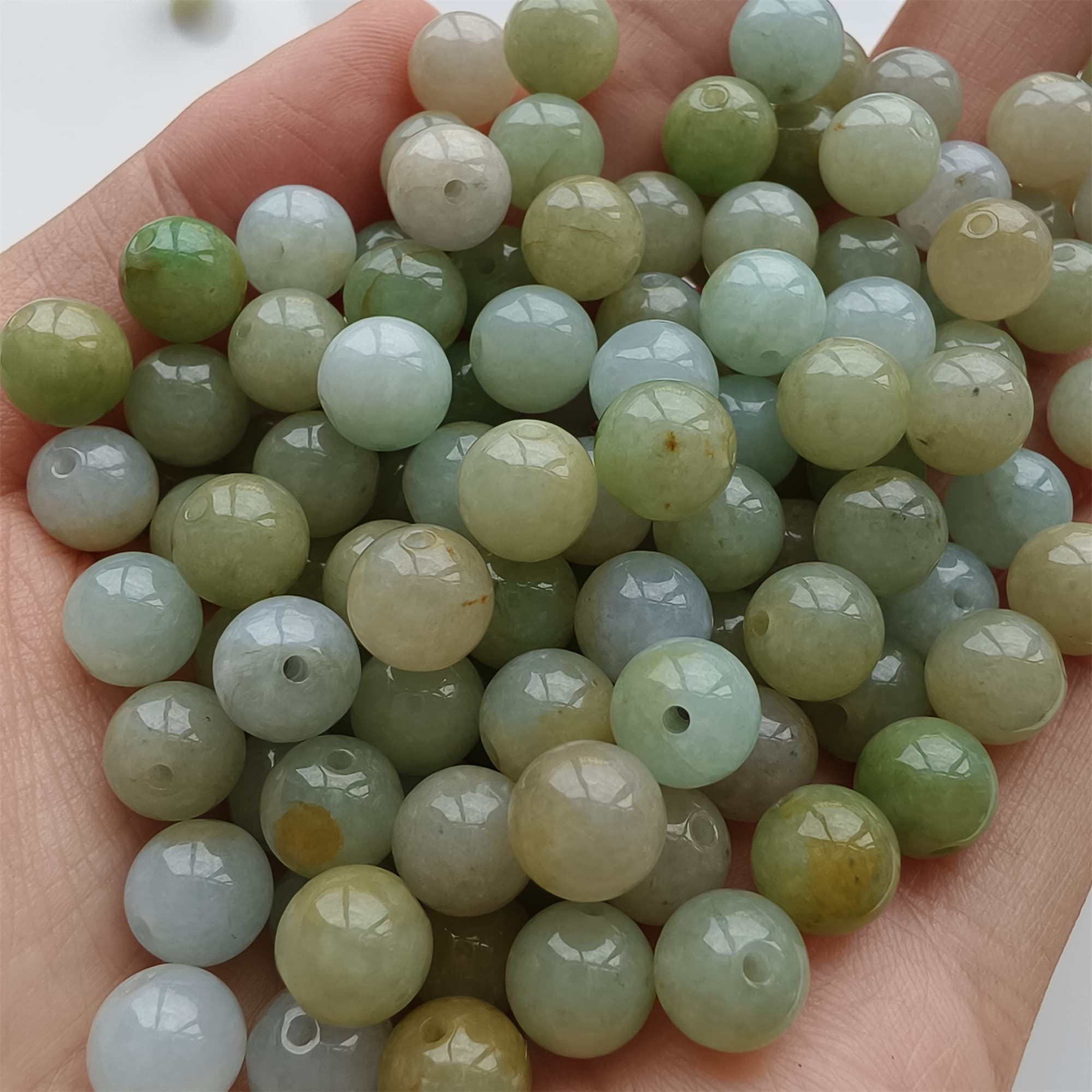 DDP 25pcs 7.5mm Natural Certificated Multi Color Burmese Jadeite Round Beads
