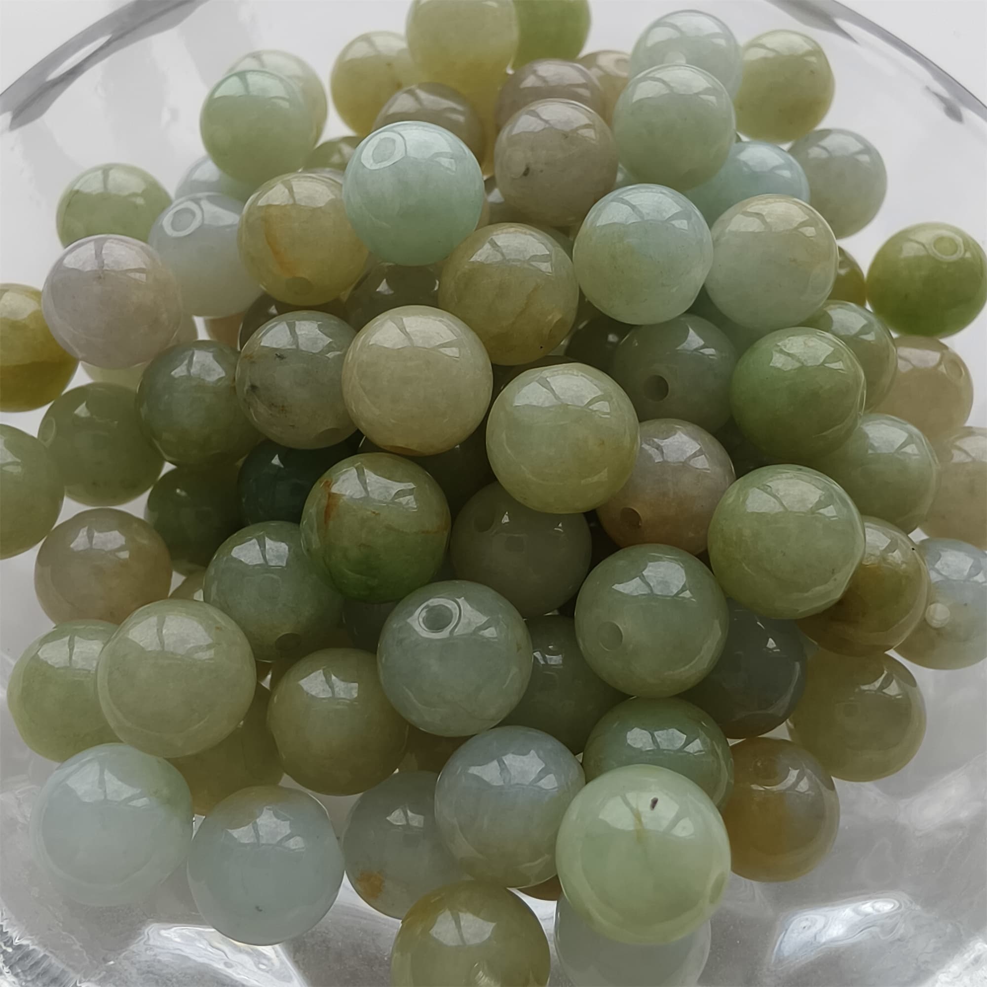 DDP 25pcs 7.5mm Natural Certificated Multi Color Burmese Jadeite Round Beads