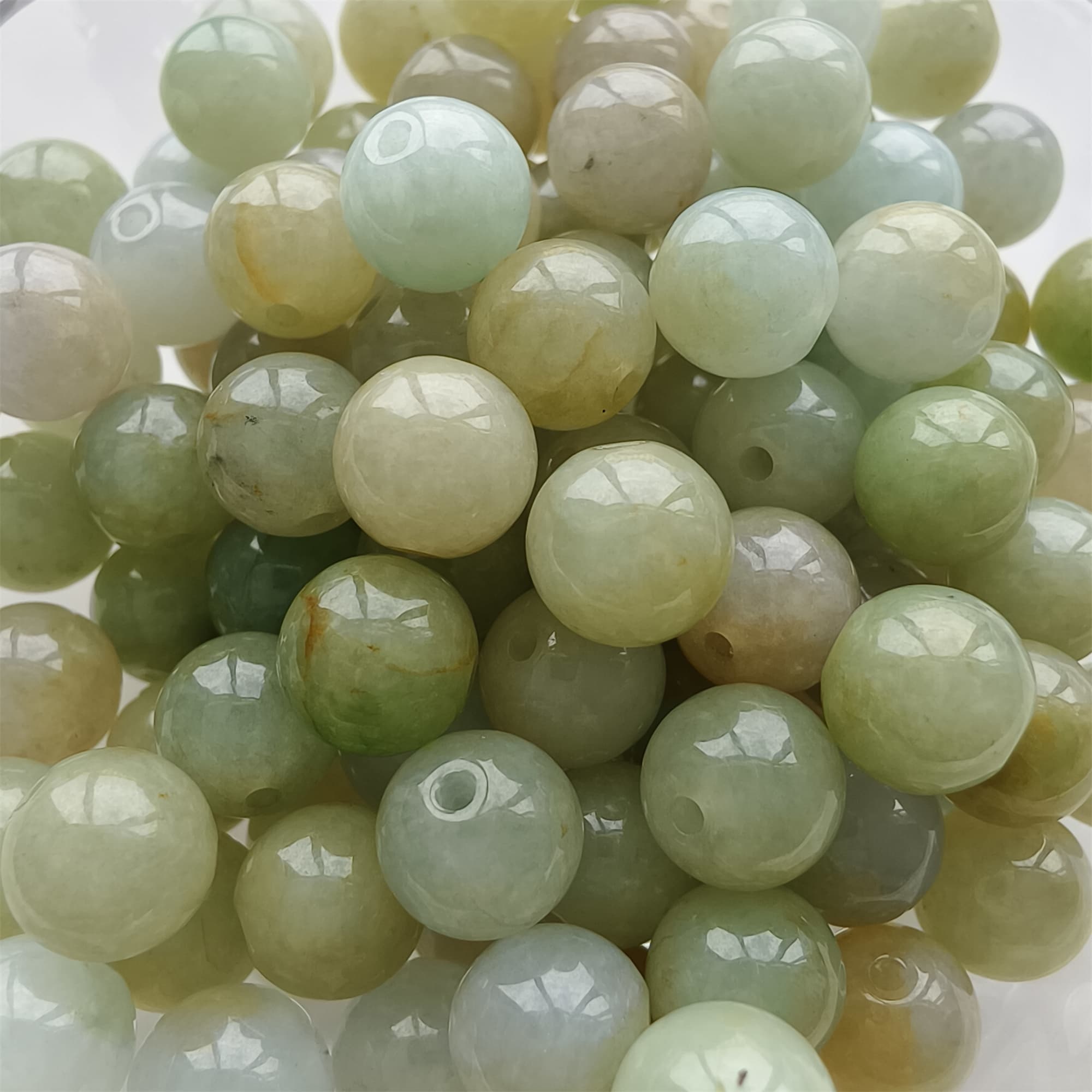 DDP 25pcs 7.5mm Natural Certificated Multi Color Burmese Jadeite Round Beads