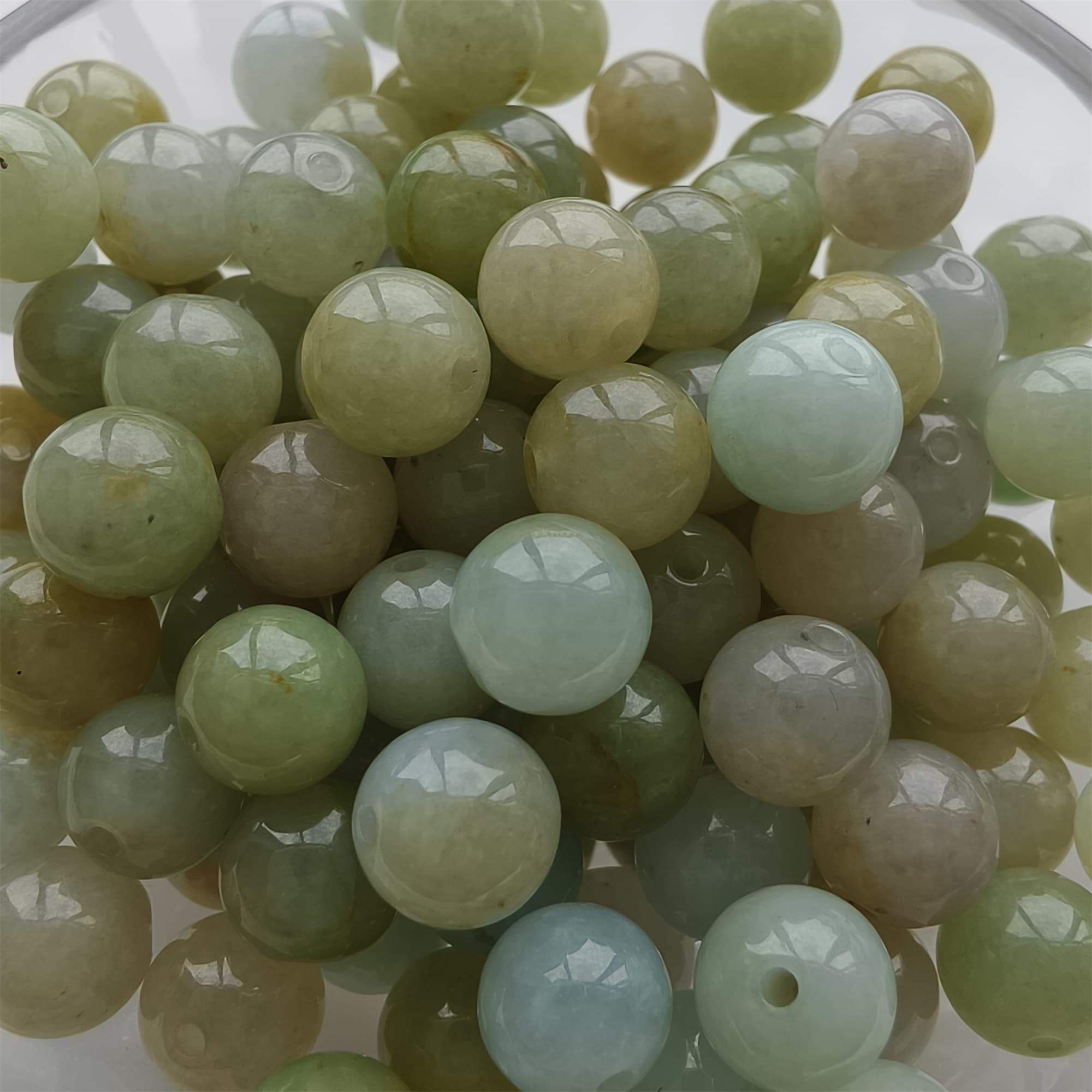 DDP 25pcs 7.5mm Natural Certificated Multi Color Burmese Jadeite Round Beads