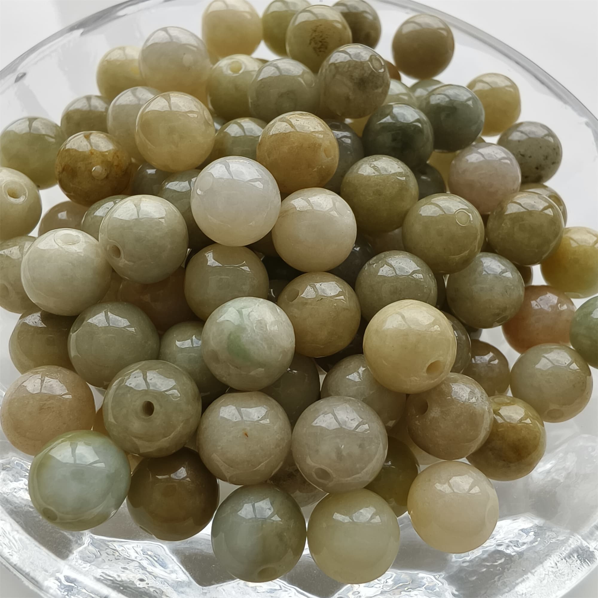 DDP 25pcs 8mm Natural Certificated Yellow Burmese Jadeite Round Beads