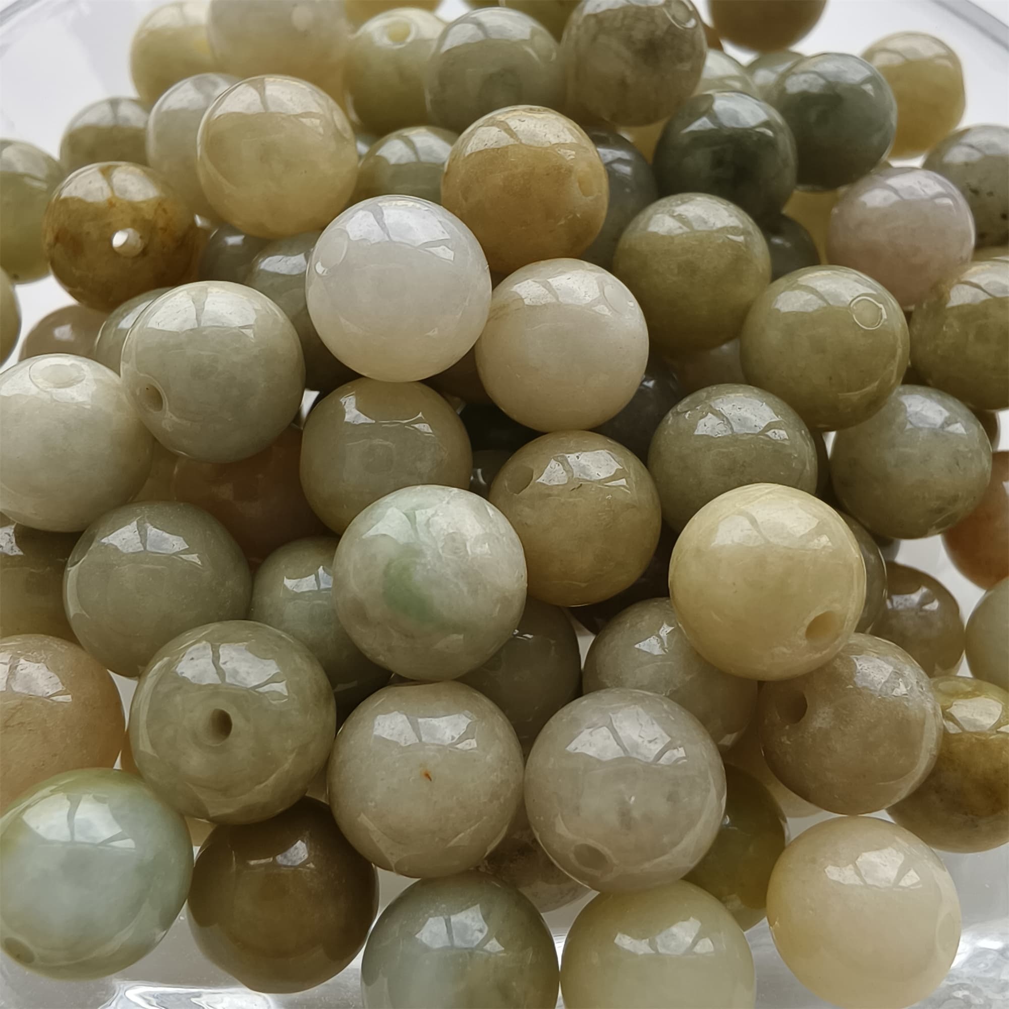 DDP 25pcs 8mm Natural Certificated Yellow Burmese Jadeite Round Beads