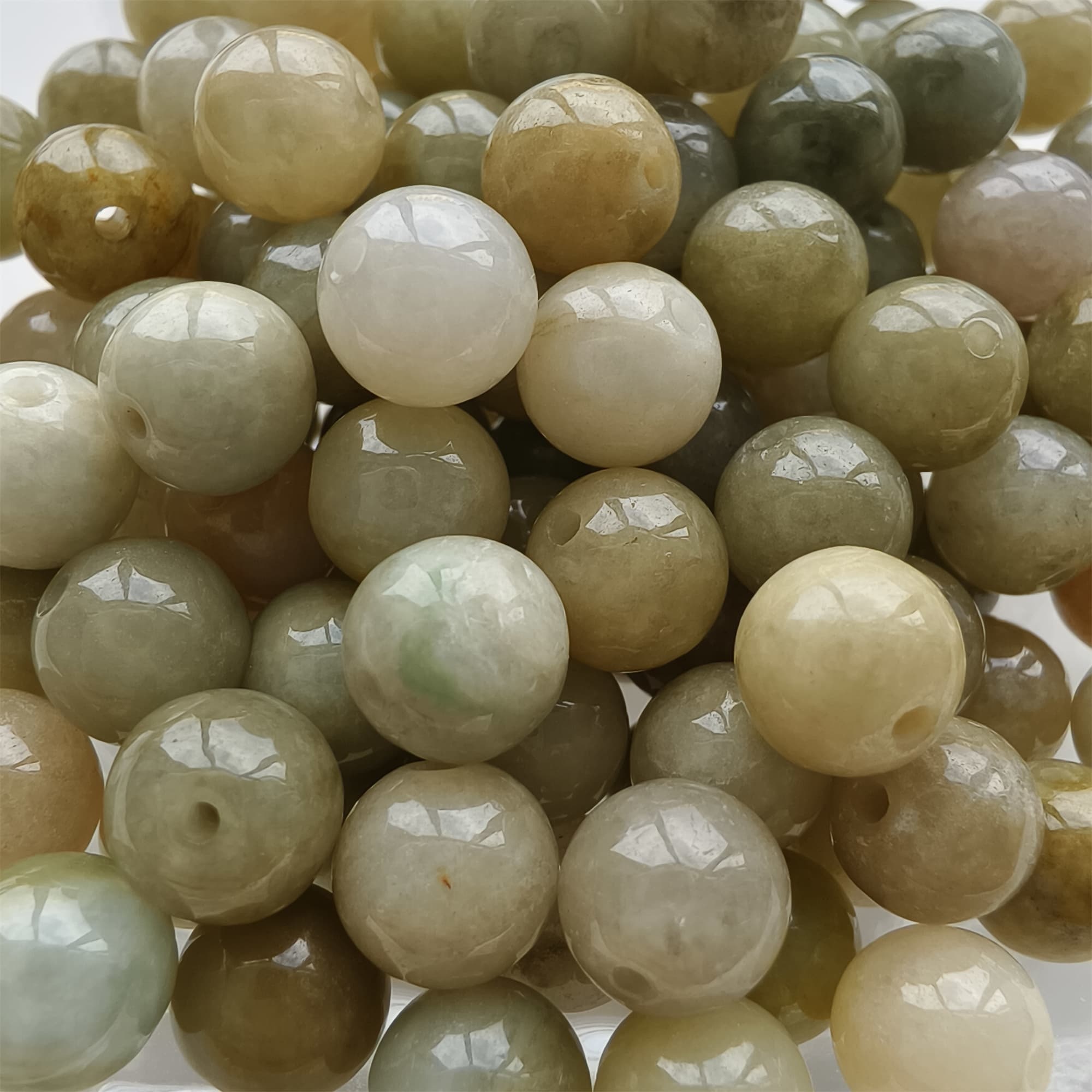 DDP 25pcs 8mm Natural Certificated Yellow Burmese Jadeite Round Beads