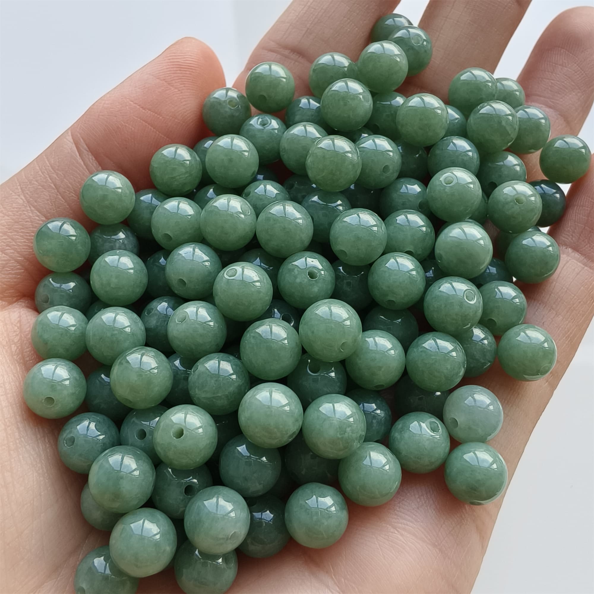 DDP 25pcs 7mm Natural Certificated Type A Green Burmese Jadeite Round Beads