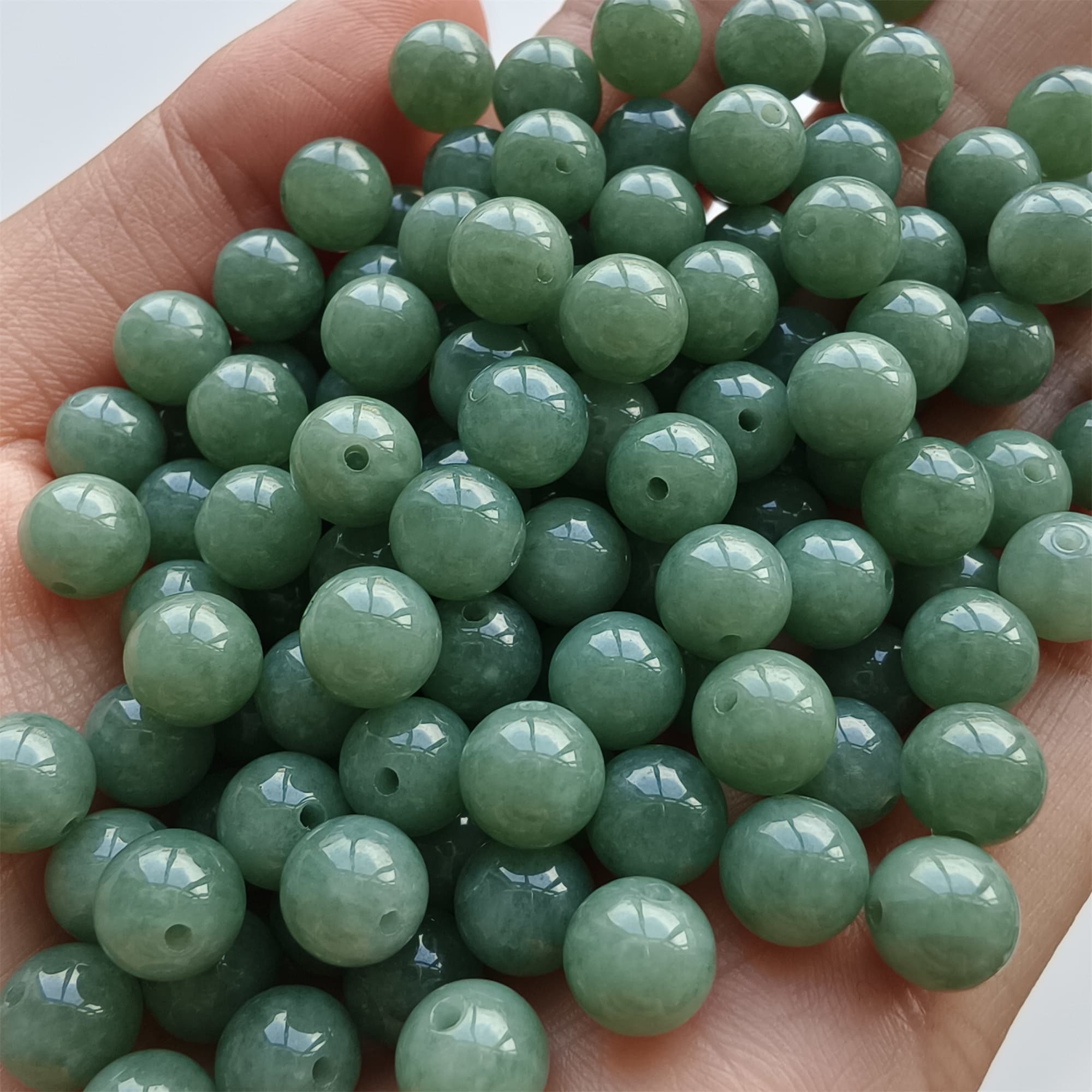 DDP 25pcs 7mm Natural Certificated Type A Green Burmese Jadeite Round Beads