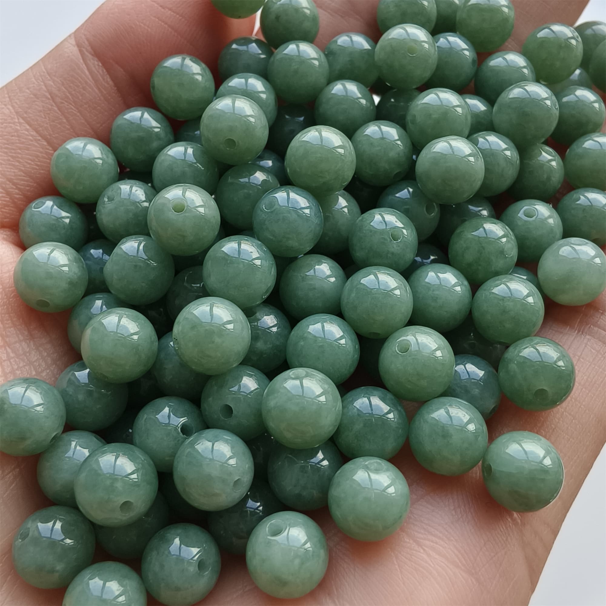 DDP 25pcs 7mm Natural Certificated Type A Green Burmese Jadeite Round Beads
