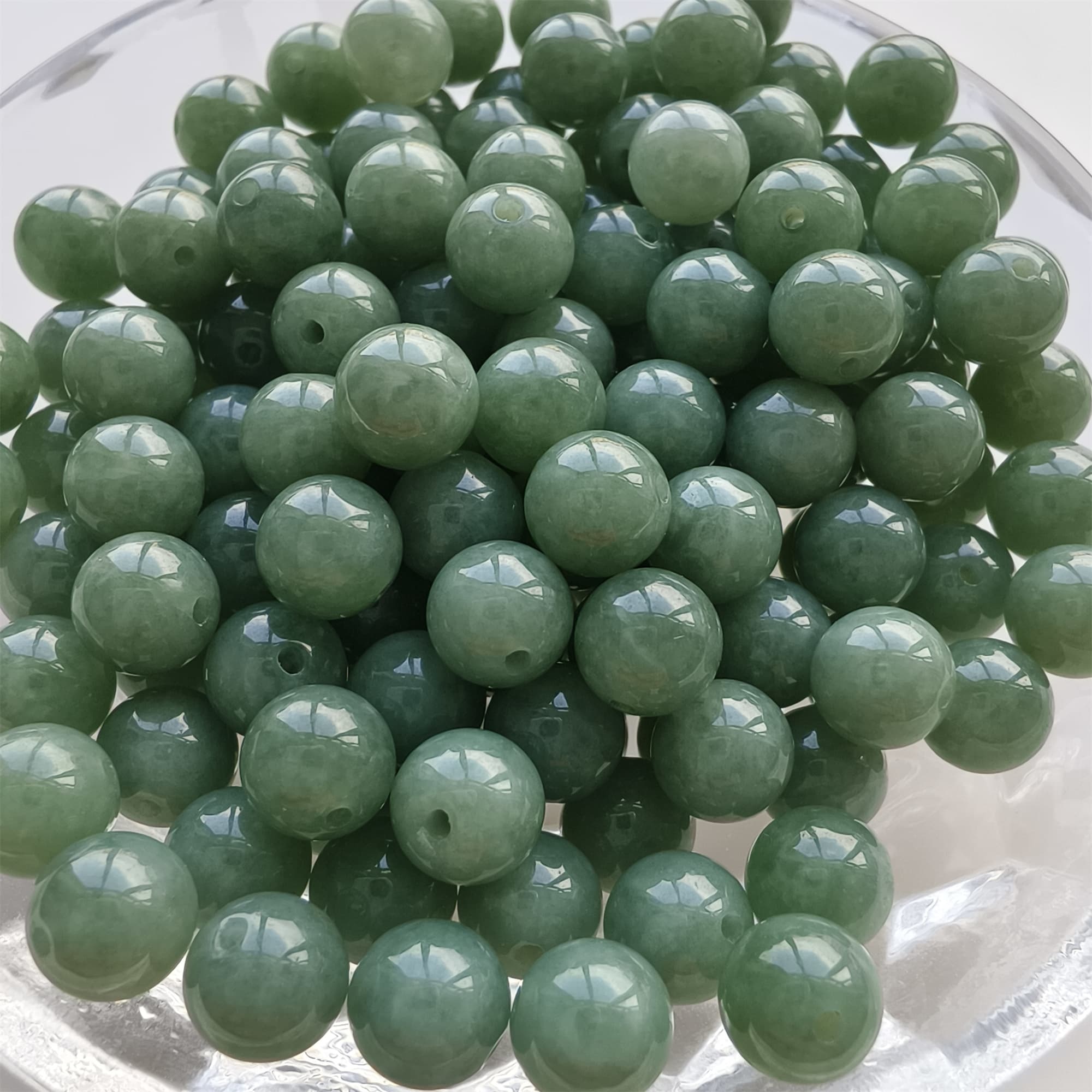 DDP 25pcs 7mm Natural Certificated Type A Green Burmese Jadeite Round Beads