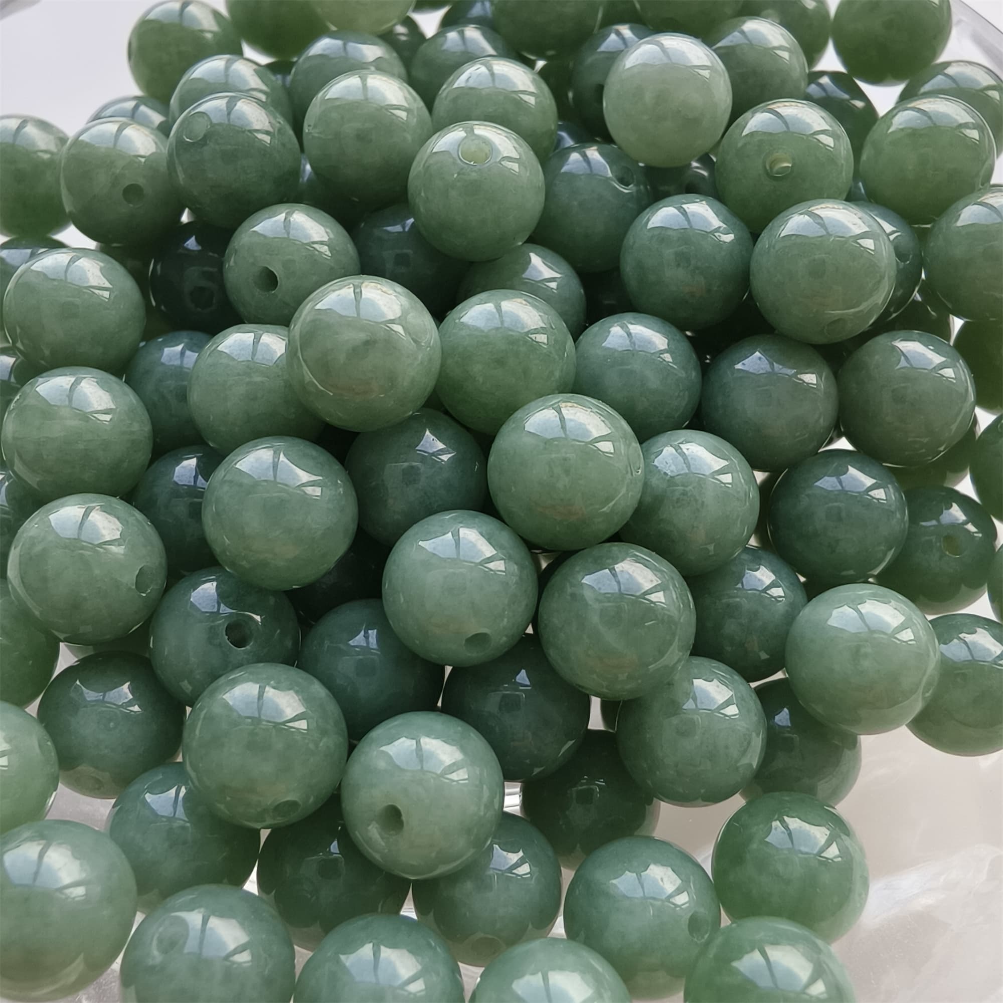 DDP 25pcs 7mm Natural Certificated Type A Green Burmese Jadeite Round Beads