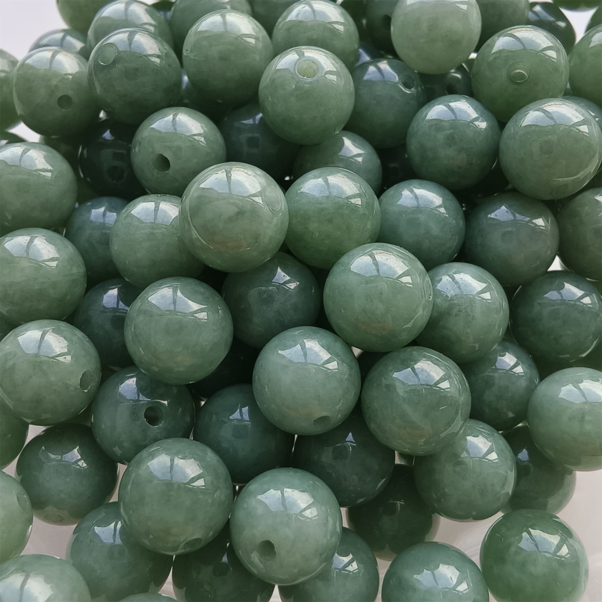 DDP 25pcs 7mm Natural Certificated Type A Green Burmese Jadeite Round Beads
