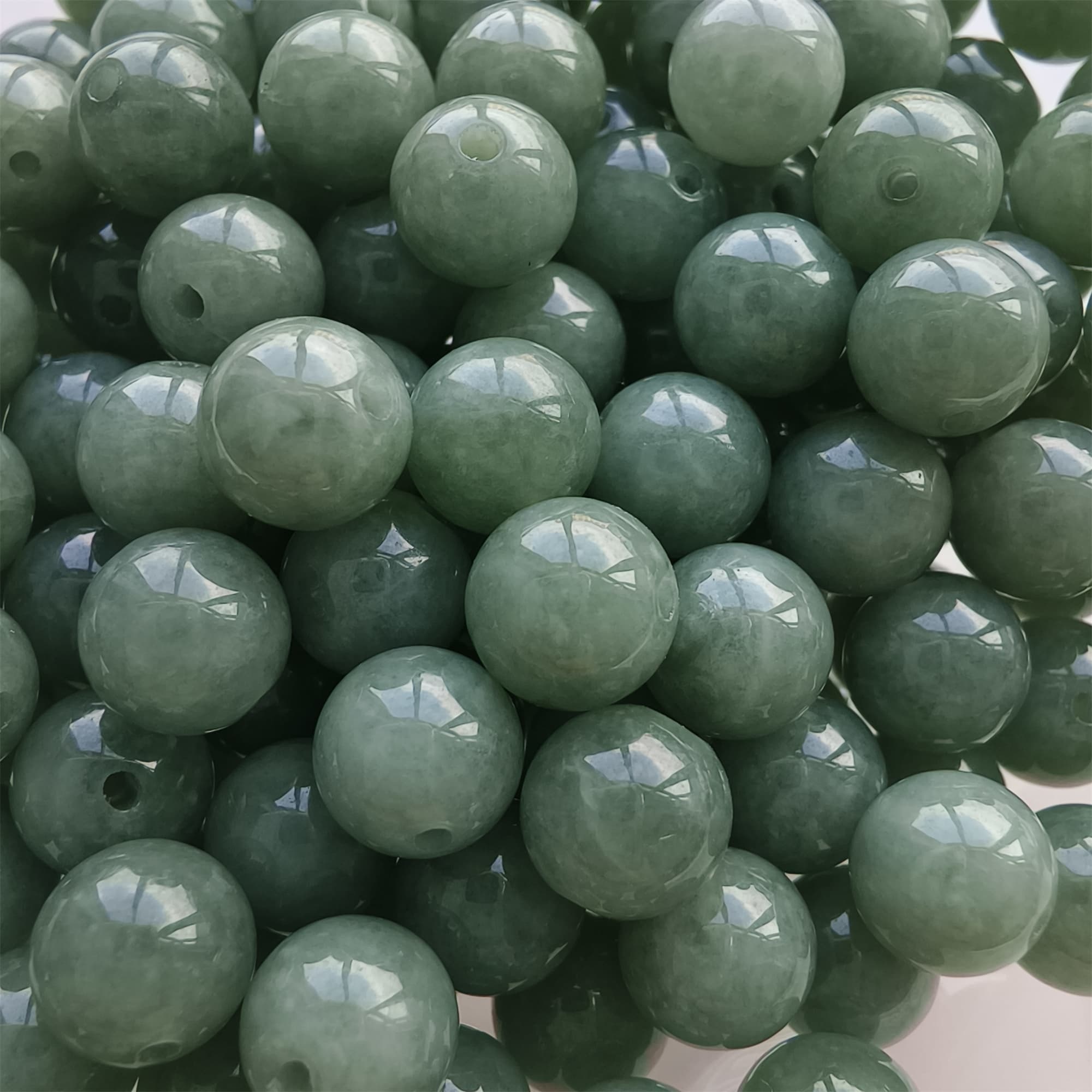 DDP 25pcs 7mm Natural Certificated Type A Green Burmese Jadeite Round Beads