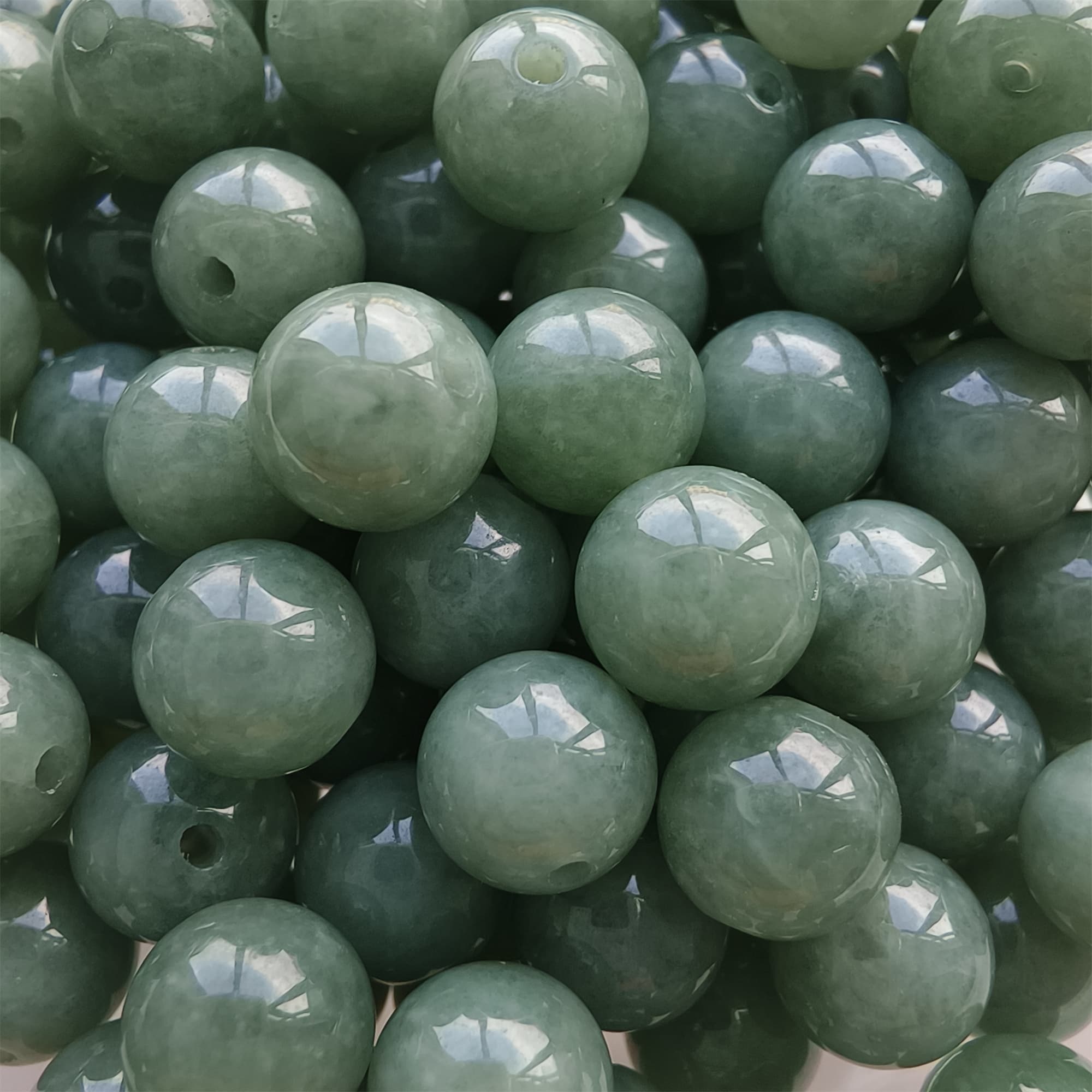 DDP 25pcs 7mm Natural Certificated Type A Green Burmese Jadeite Round Beads