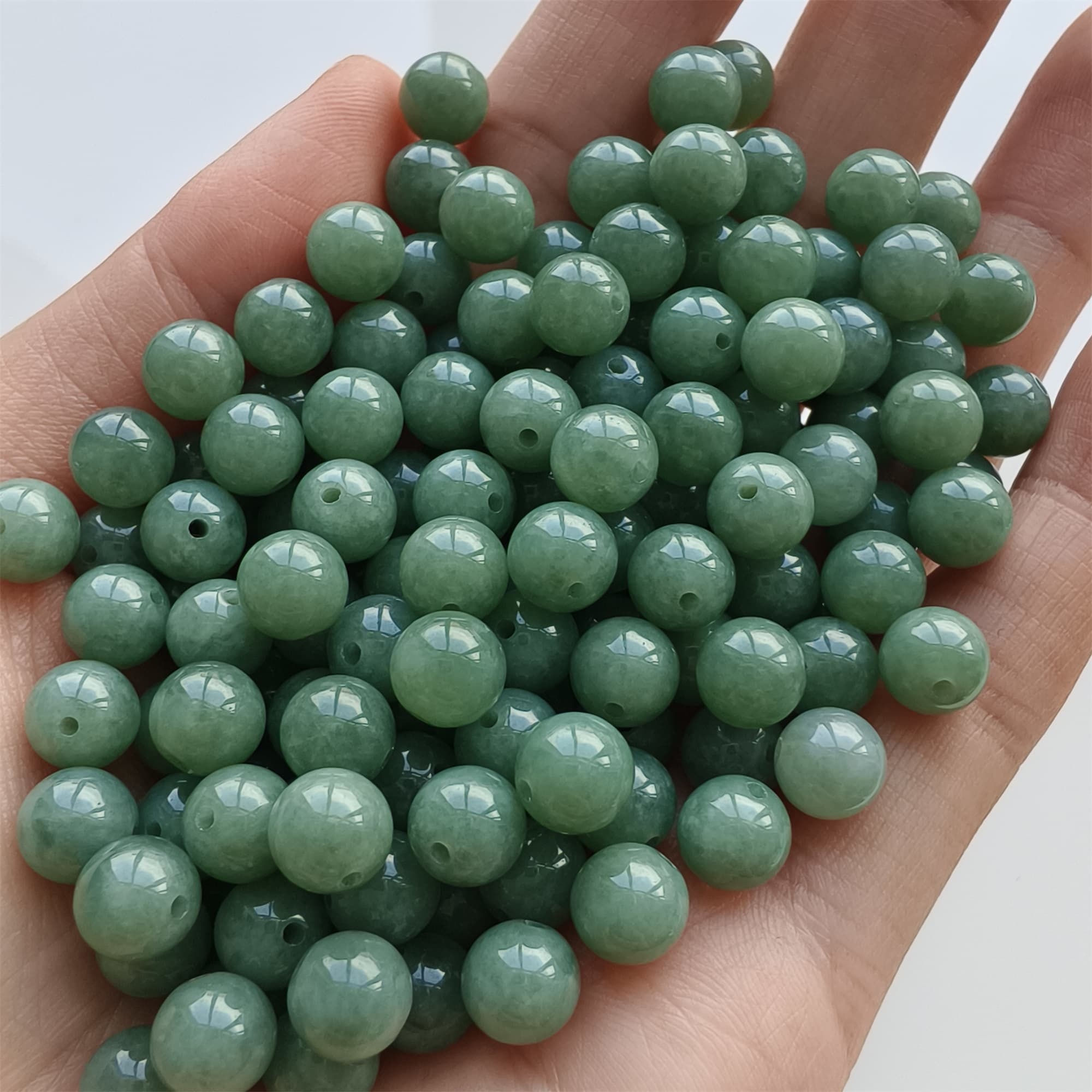 DDP 25pcs 7mm Natural Certificated Type A Green Burmese Jadeite Round Beads