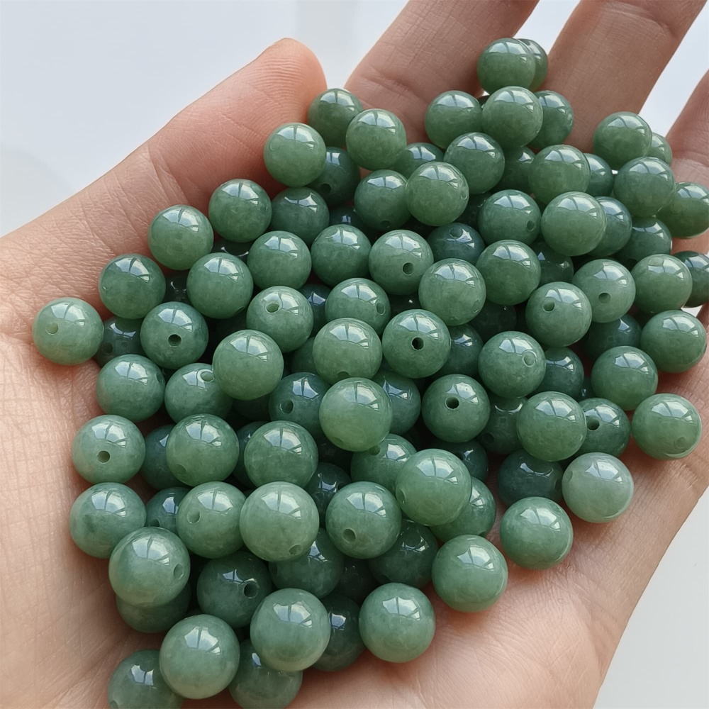 DDP 25pcs 7mm Natural Certificated Type A Green Burmese Jadeite Round Beads