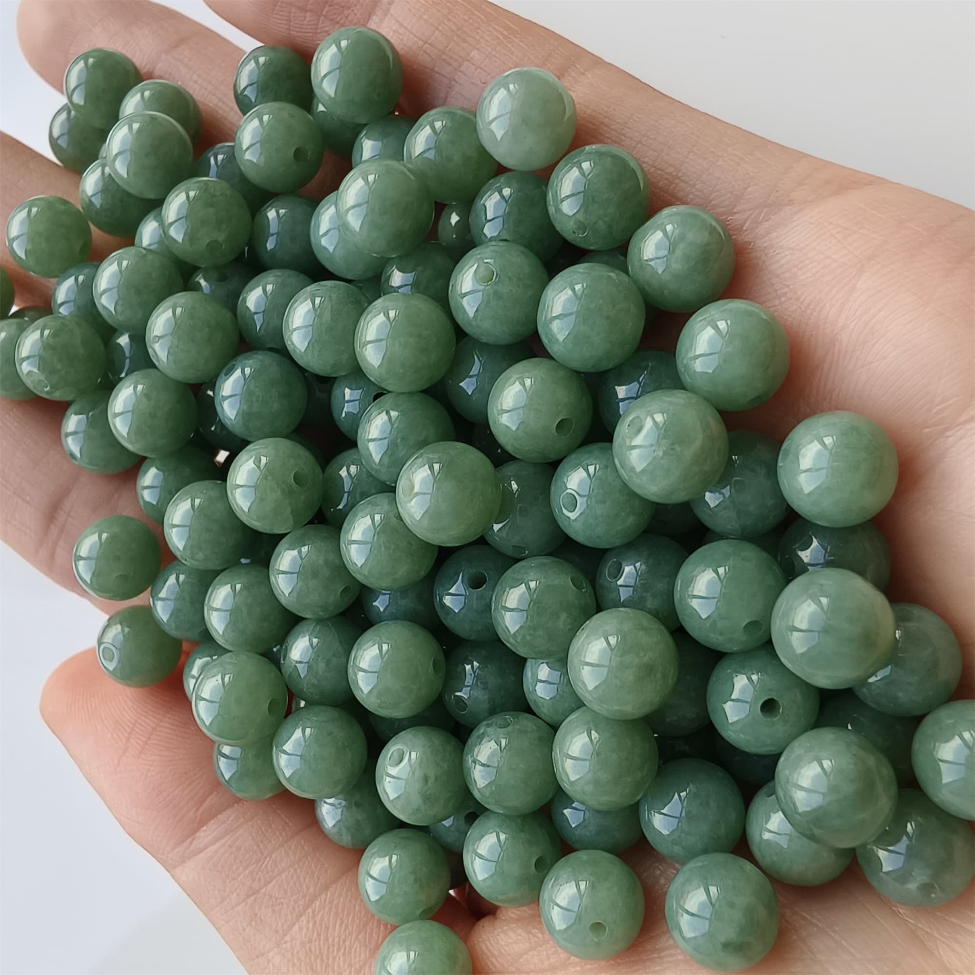 DDP 25pcs 7mm Natural Certificated Type A Green Burmese Jadeite Round Beads