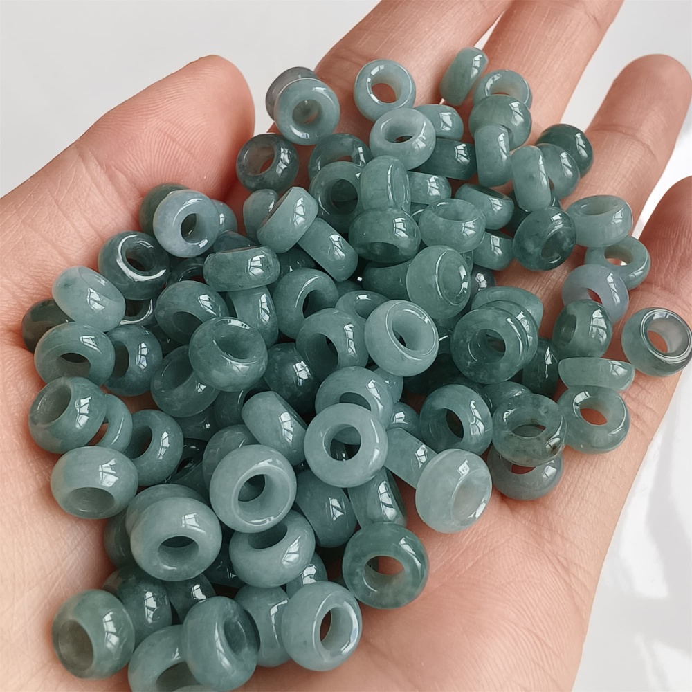 DDP 20pcs 7.5-7.8mm Natural Type A Blue Guatemalan Jadeite Donut And Ring Beads