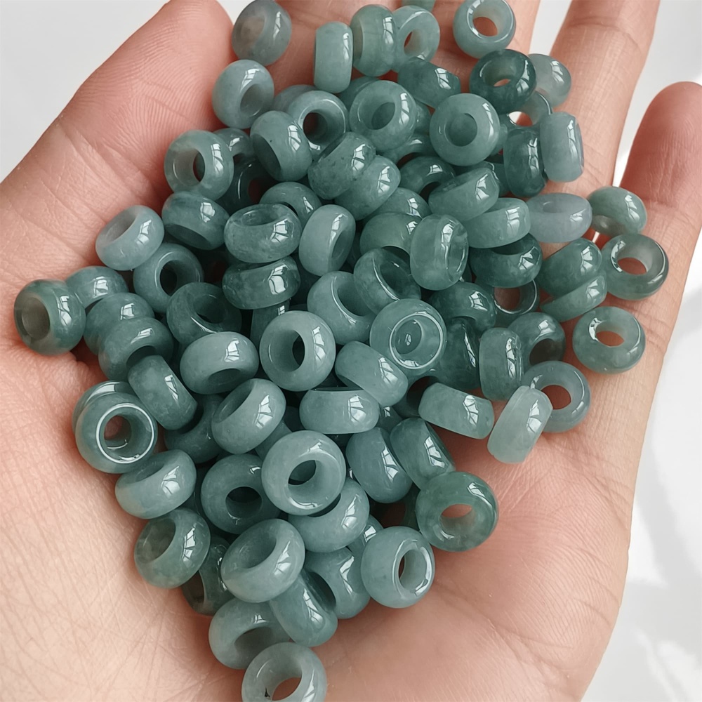 DDP 20pcs 7.5-7.8mm Natural Type A Blue Guatemalan Jadeite Donut And Ring Beads