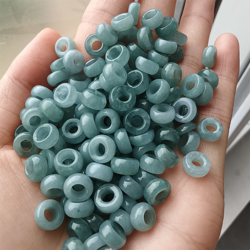 DDP 20pcs 7.5-7.8mm Natural Type A Blue Guatemalan Jadeite Donut And Ring Beads