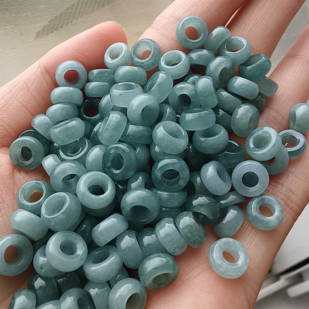 DDP 20pcs 7.5-7.8mm Natural Type A Blue Guatemalan Jadeite Donut And Ring Beads