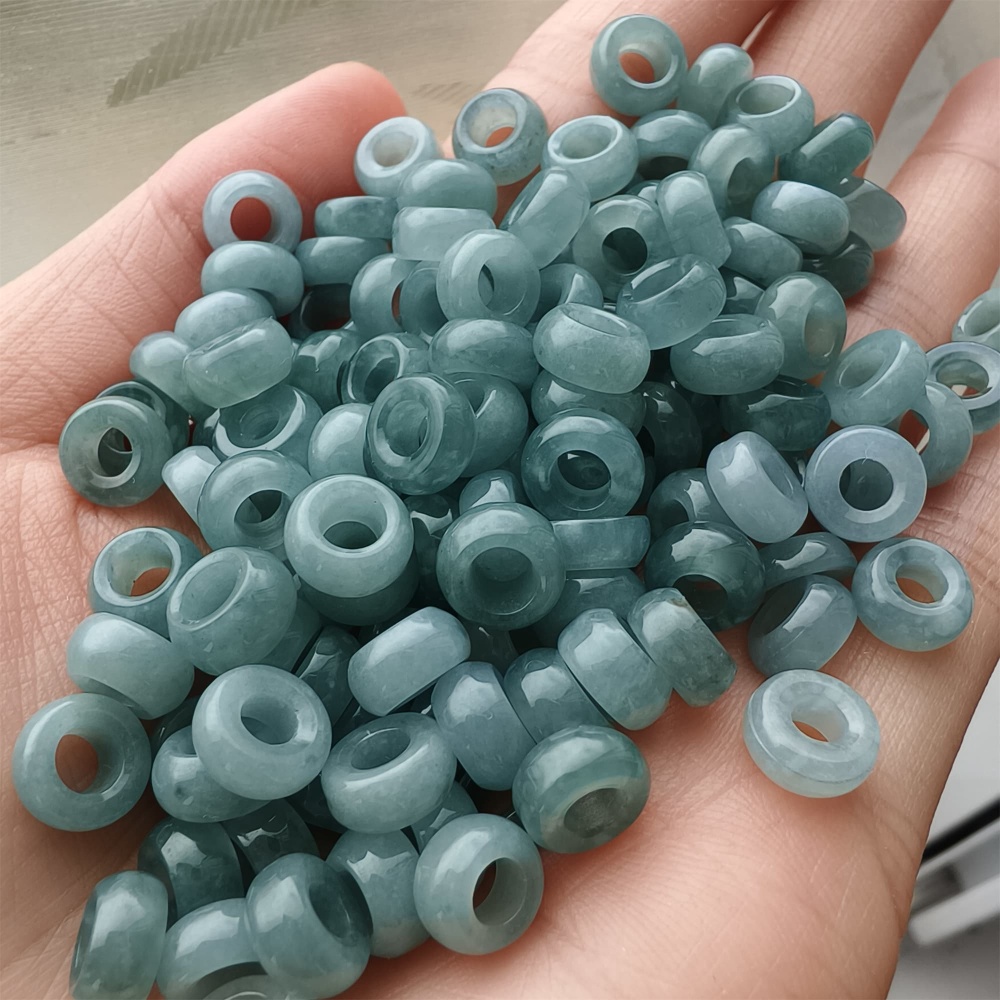 DDP 20pcs 7.5-7.8mm Natural Type A Blue Guatemalan Jadeite Donut And Ring Beads
