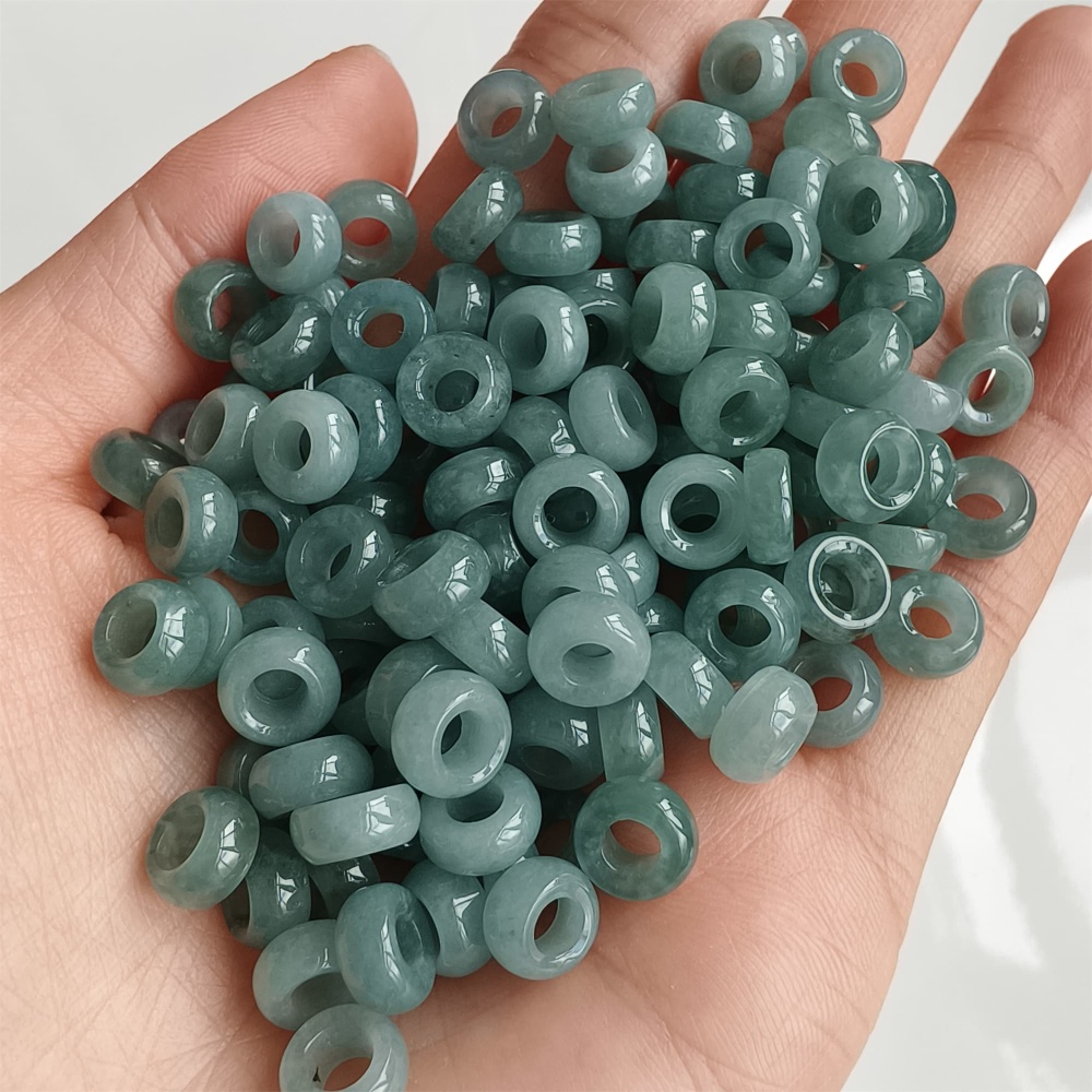 DDP 20pcs 7.5-7.8mm Natural Type A Blue Guatemalan Jadeite Donut And Ring Beads