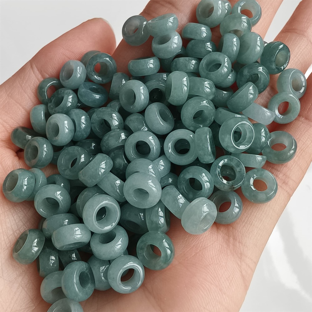 DDP 20pcs 7.5-7.8mm Natural Type A Blue Guatemalan Jadeite Donut And Ring Beads