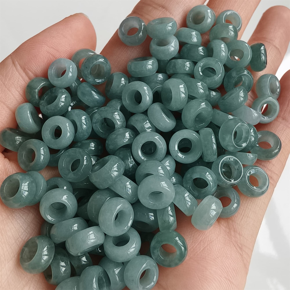 DDP 20pcs 7.5-7.8mm Natural Type A Blue Guatemalan Jadeite Donut And Ring Beads