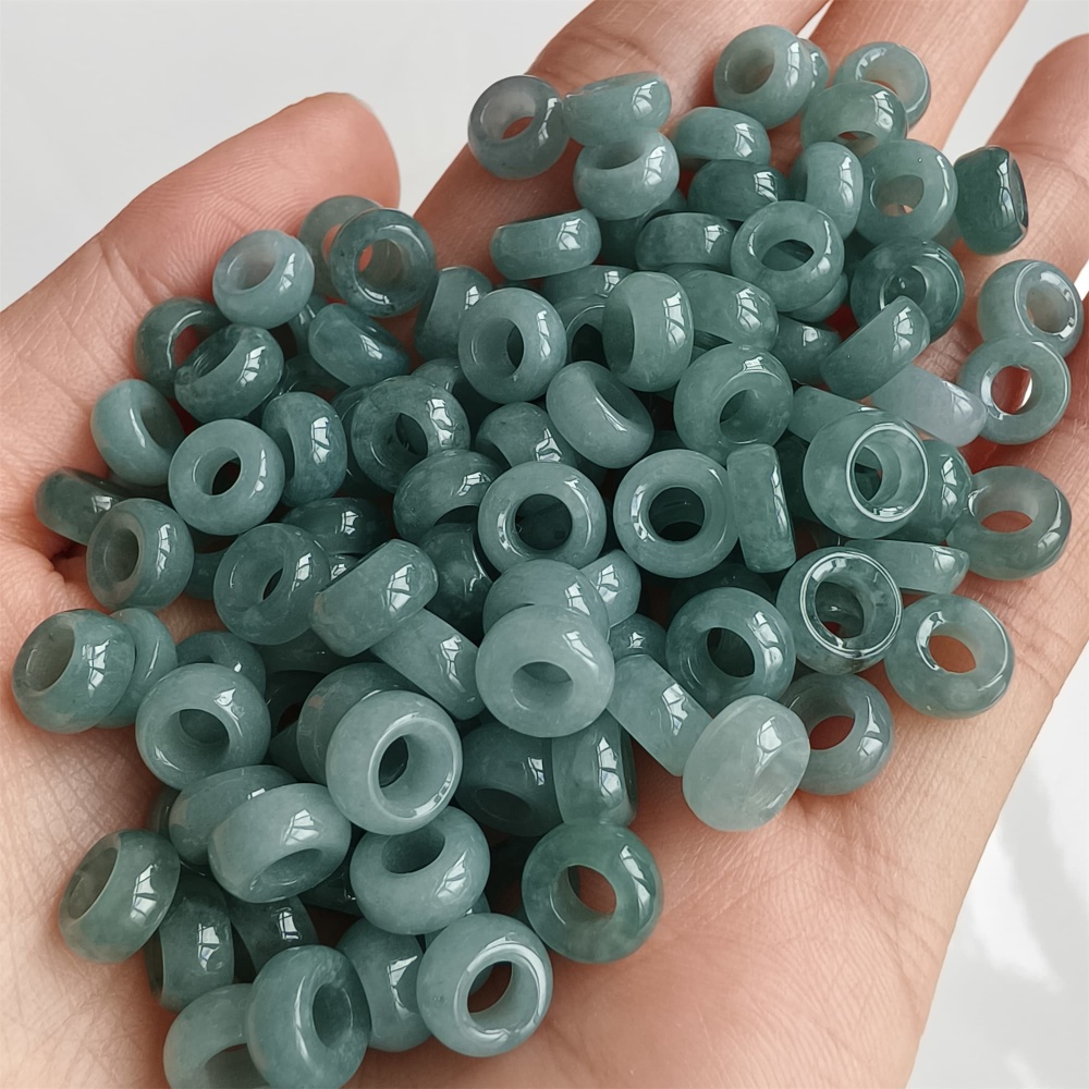DDP 20pcs 7.5-7.8mm Natural Type A Blue Guatemalan Jadeite Donut And Ring Beads