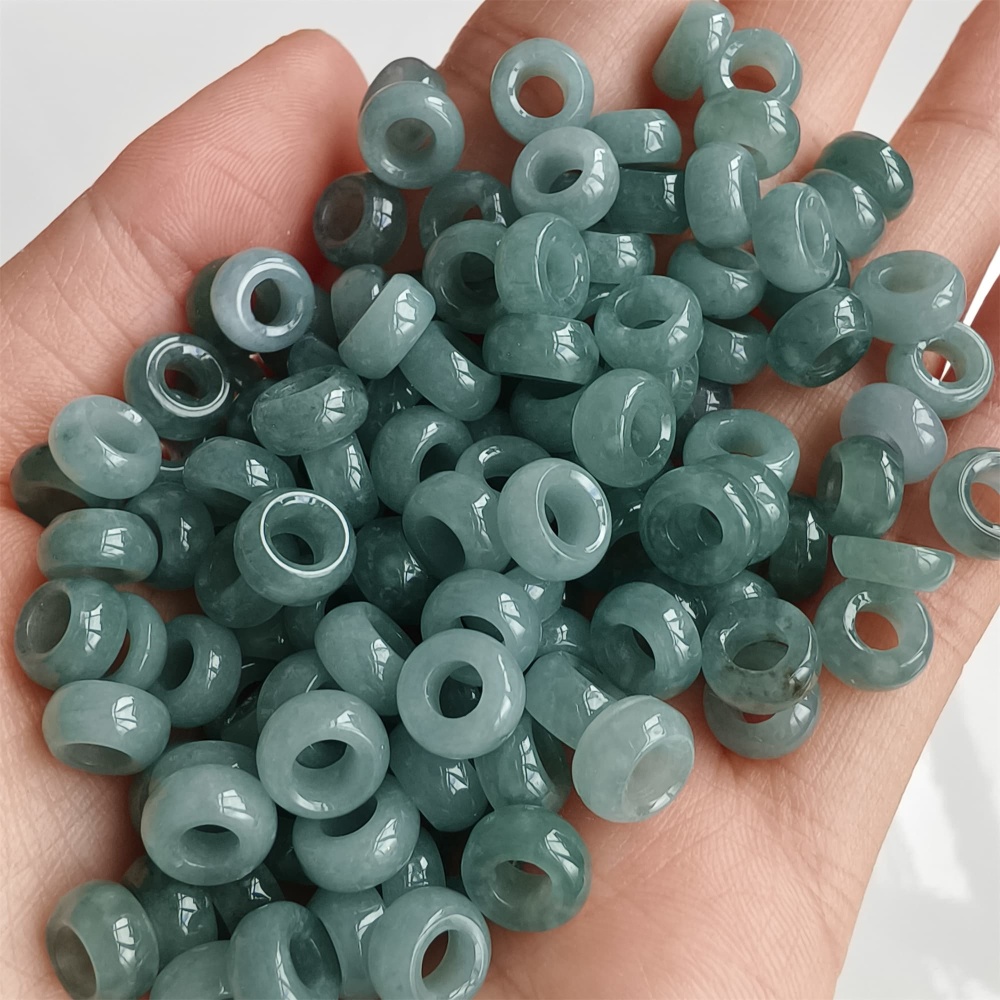 DDP 20pcs 7.5-7.8mm Natural Type A Blue Guatemalan Jadeite Donut And Ring Beads