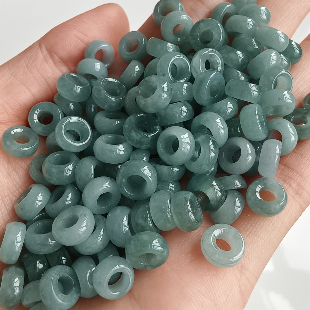 DDP 20pcs 7.5-7.8mm Natural Type A Blue Guatemalan Jadeite Donut And Ring Beads