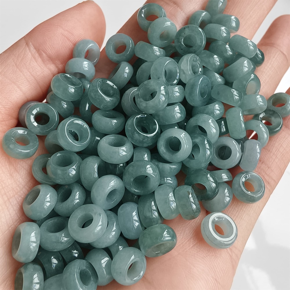 DDP 20pcs 7.5-7.8mm Natural Type A Blue Guatemalan Jadeite Donut And Ring Beads