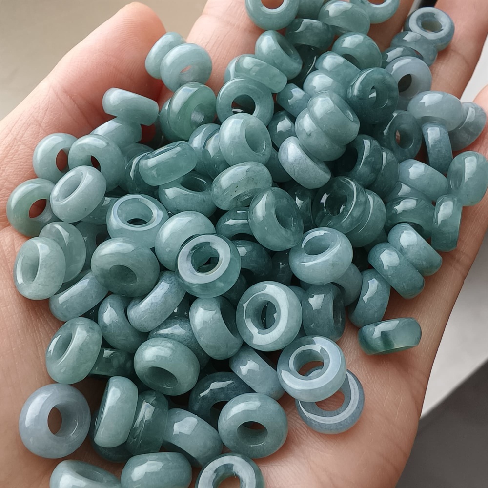DDP 20pcs 8.5-9mm Natural Type A Blue Guatemalan Jadeite Donut And Ring Beads