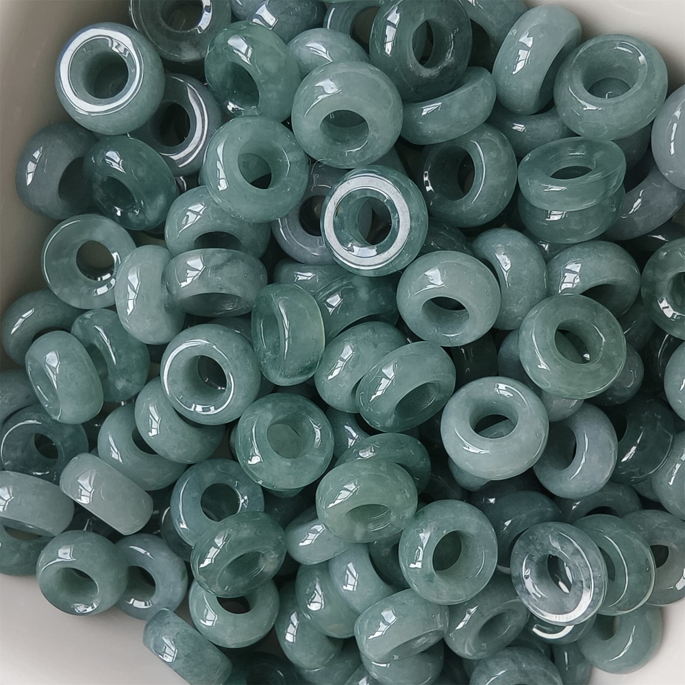 DDP 20pcs 8.5-9mm Natural Type A Blue Guatemalan Jadeite Donut And Ring Beads