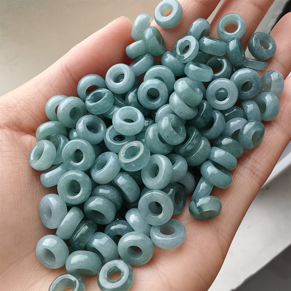 DDP 20pcs 8.5-9mm Natural Type A Blue Guatemalan Jadeite Donut And Ring Beads