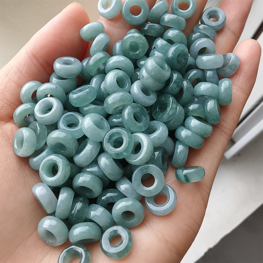 DDP 20pcs 8.5-9mm Natural Type A Blue Guatemalan Jadeite Donut And Ring Beads