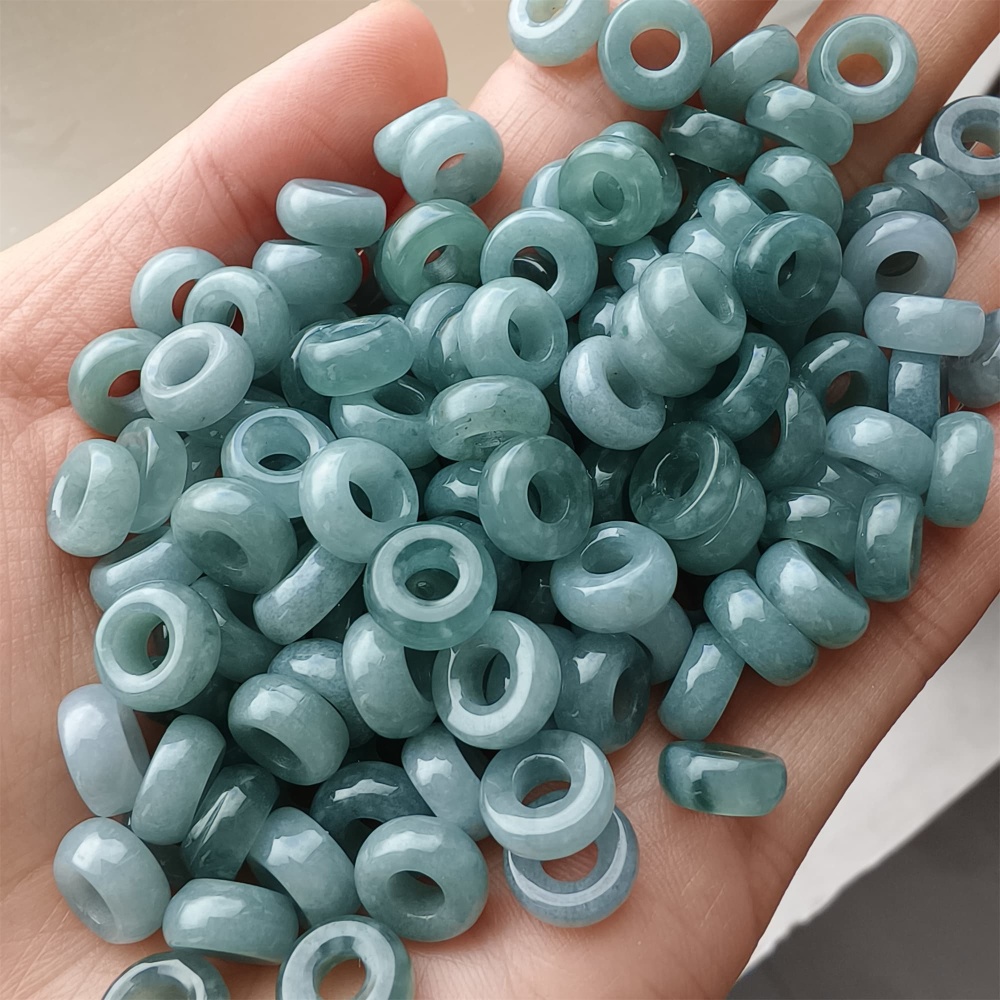 DDP 20pcs 8.5-9mm Natural Type A Blue Guatemalan Jadeite Donut And Ring Beads