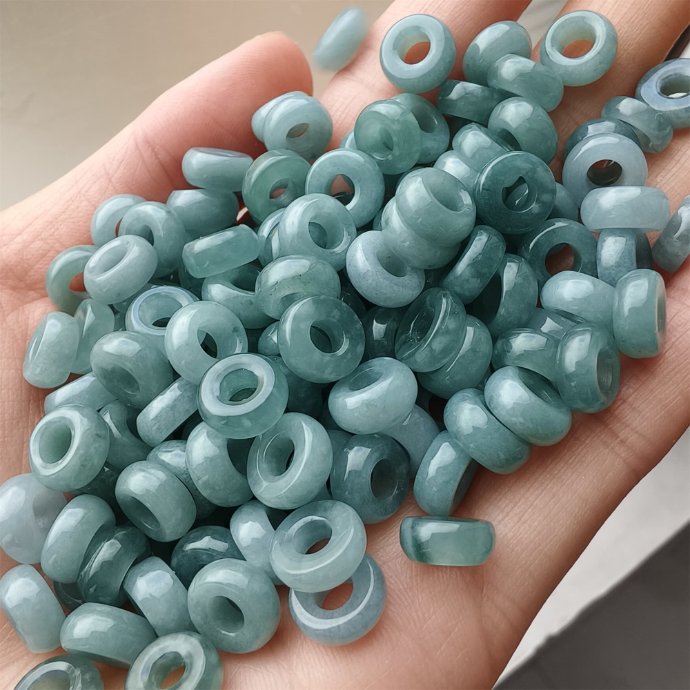 DDP 20pcs 8.5-9mm Natural Type A Blue Guatemalan Jadeite Donut And Ring Beads