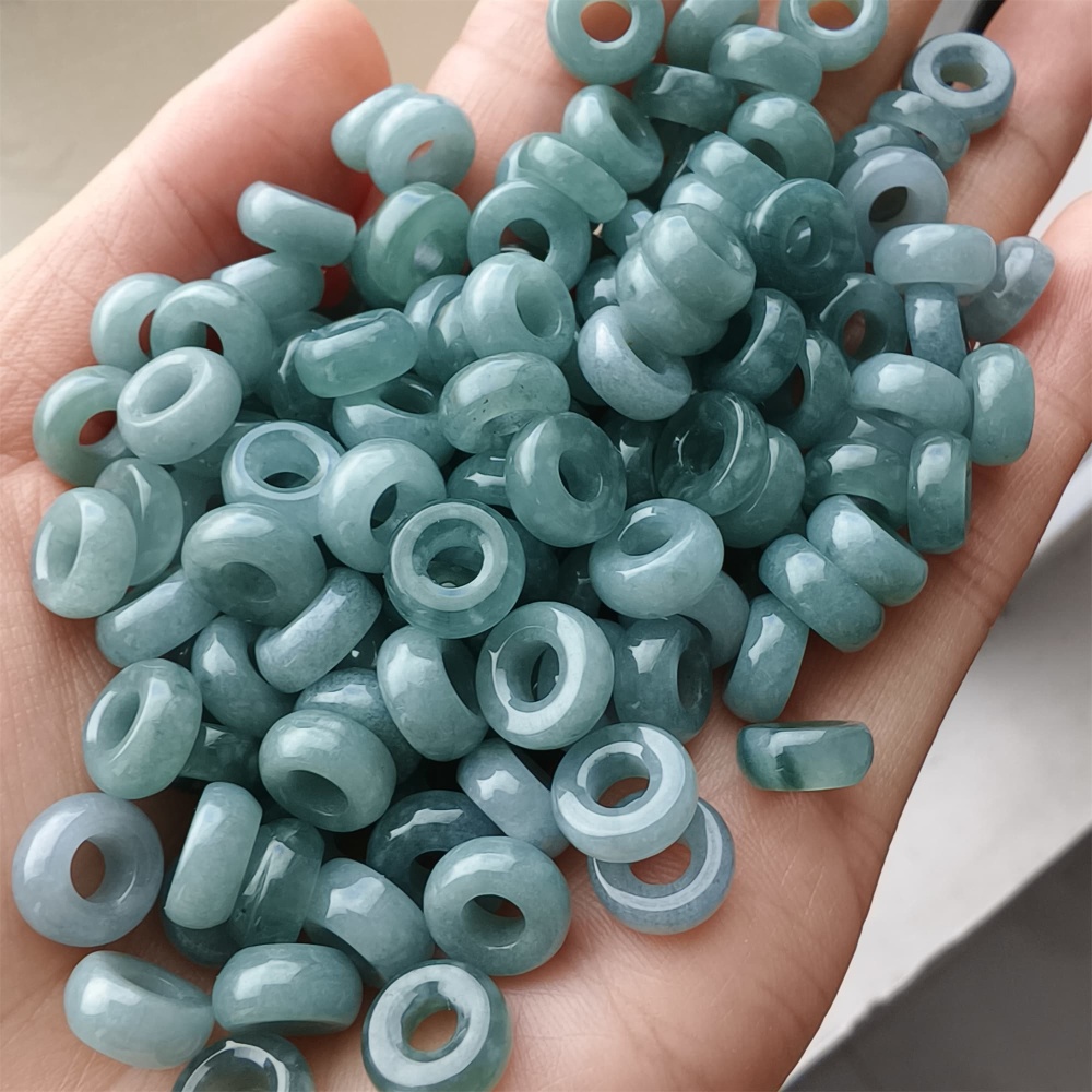DDP 20pcs 8.5-9mm Natural Type A Blue Guatemalan Jadeite Donut And Ring Beads