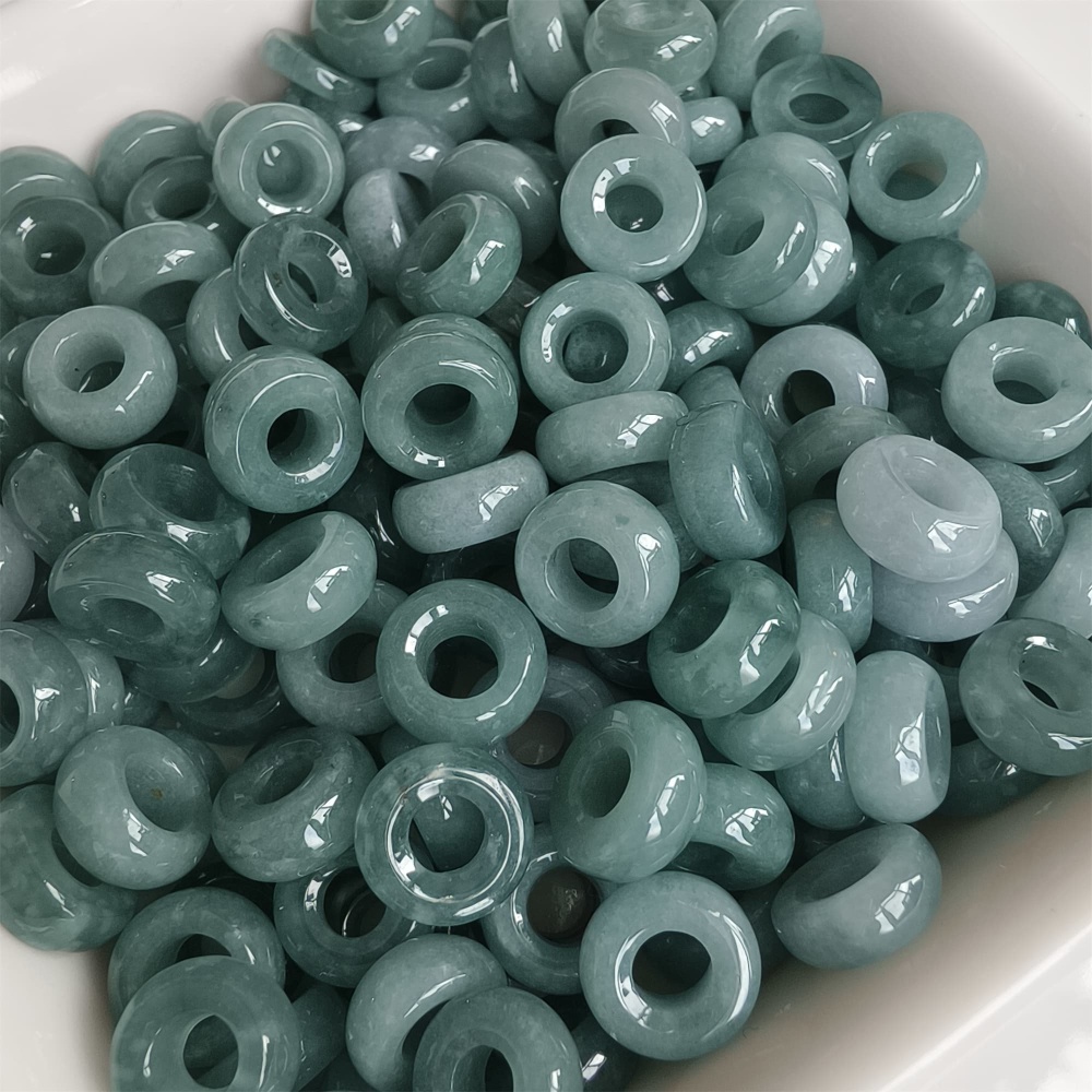 DDP 20pcs 8.5-9mm Natural Type A Blue Guatemalan Jadeite Donut And Ring Beads