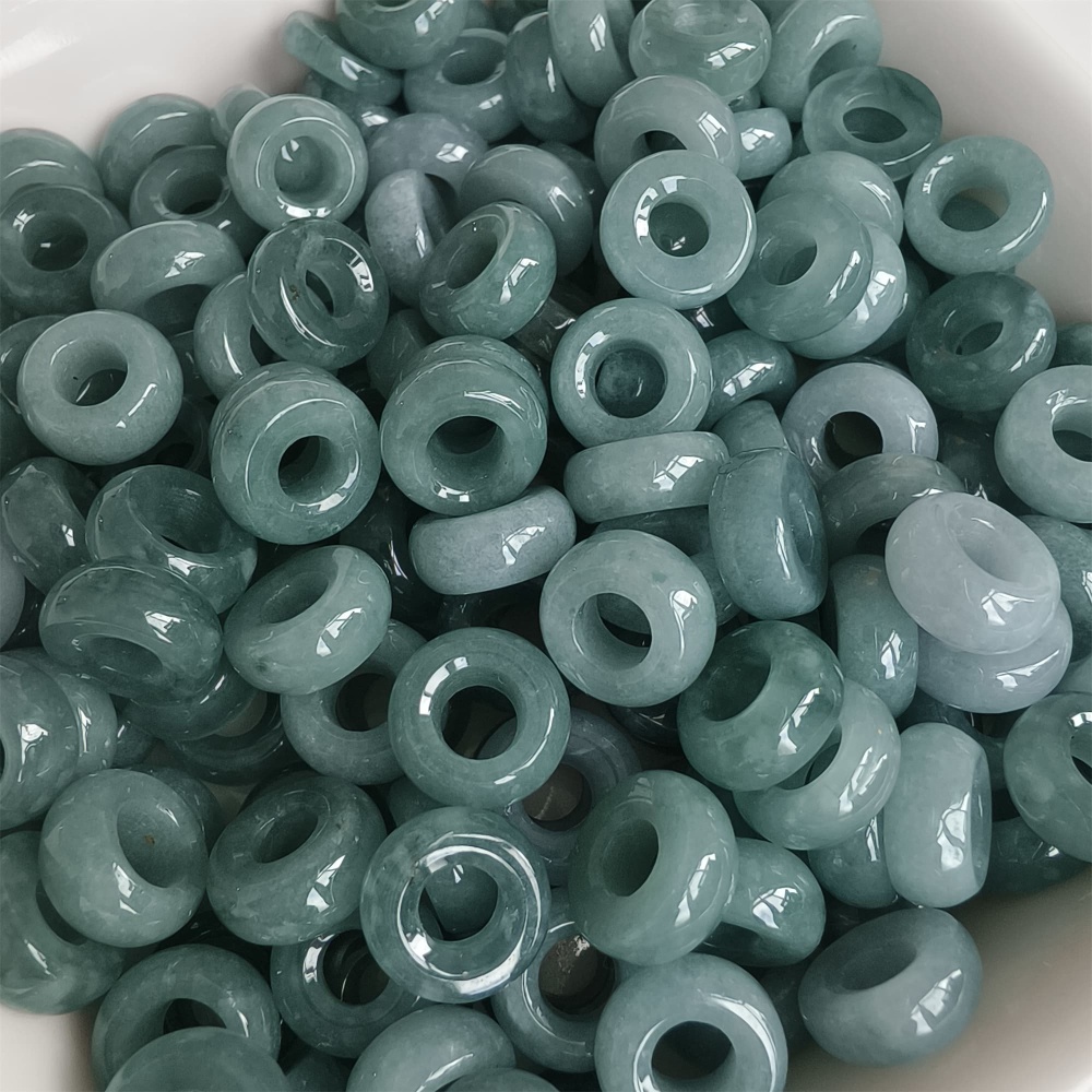 DDP 20pcs 8.5-9mm Natural Type A Blue Guatemalan Jadeite Donut And Ring Beads