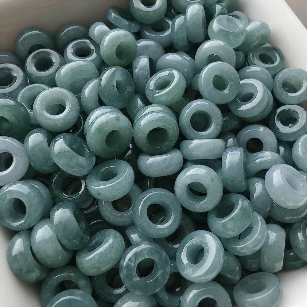 DDP 20pcs 8.5-9mm Natural Type A Blue Guatemalan Jadeite Donut And Ring Beads