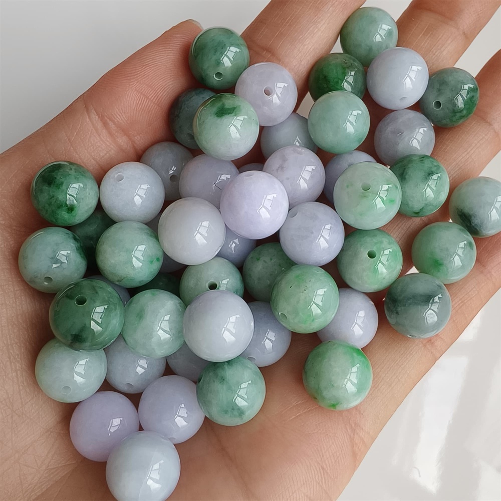 DDP 20pcs 10.5mm Natural Certificated Type A Lavender Green Burmese Jadeite Round Beads