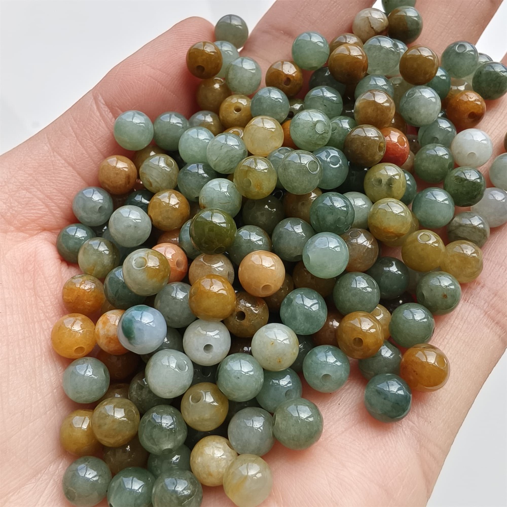 DDP 50pcs 6mm Natural Certificated Multi Color Burmese Jadeite Round Beads