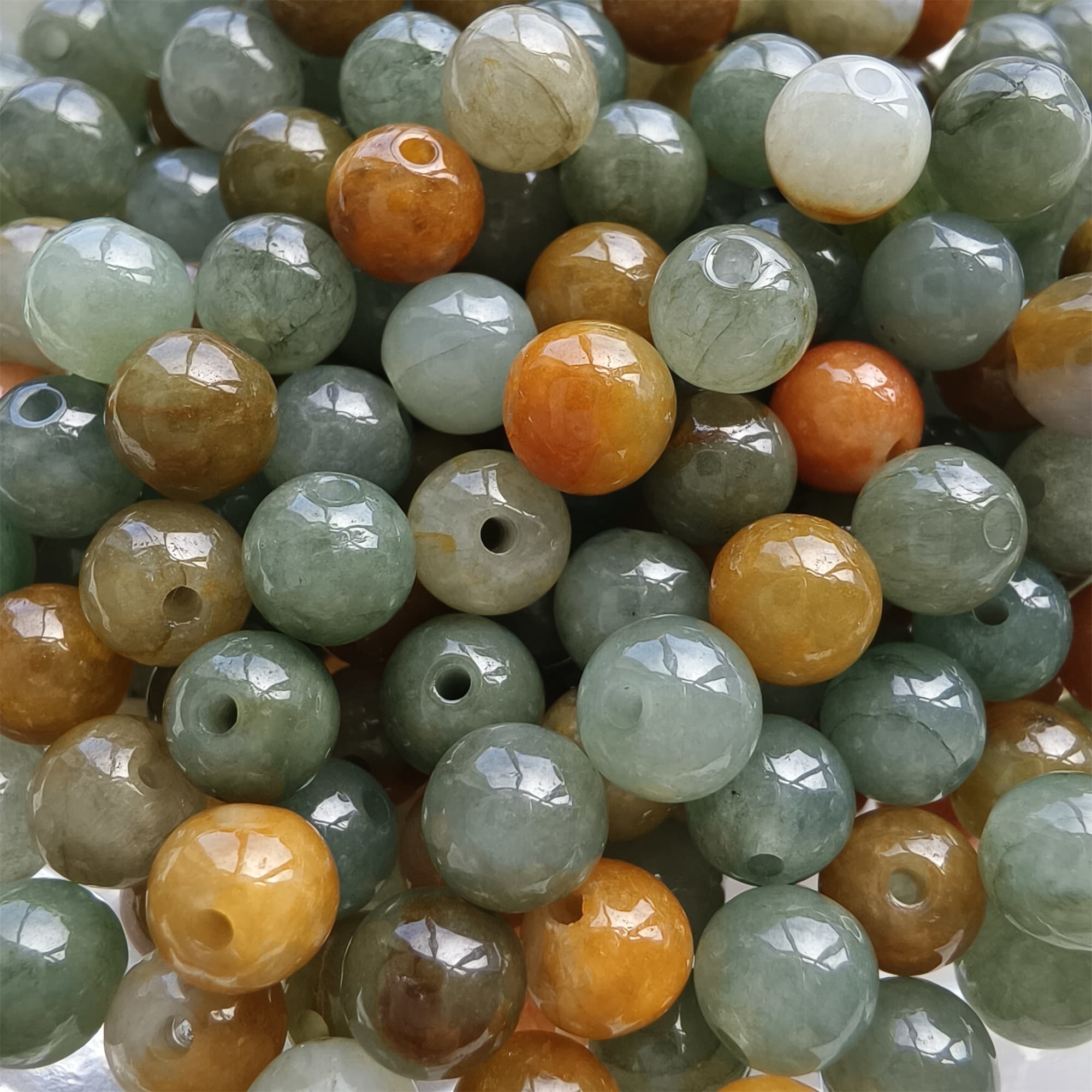 DDP 50pcs 6mm Natural Certificated Multi Color Burmese Jadeite Round Beads