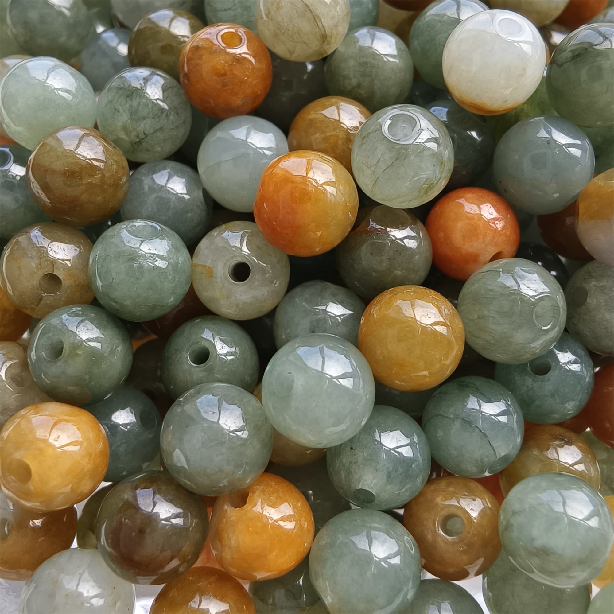 DDP 50pcs 6mm Natural Certificated Multi Color Burmese Jadeite Round Beads