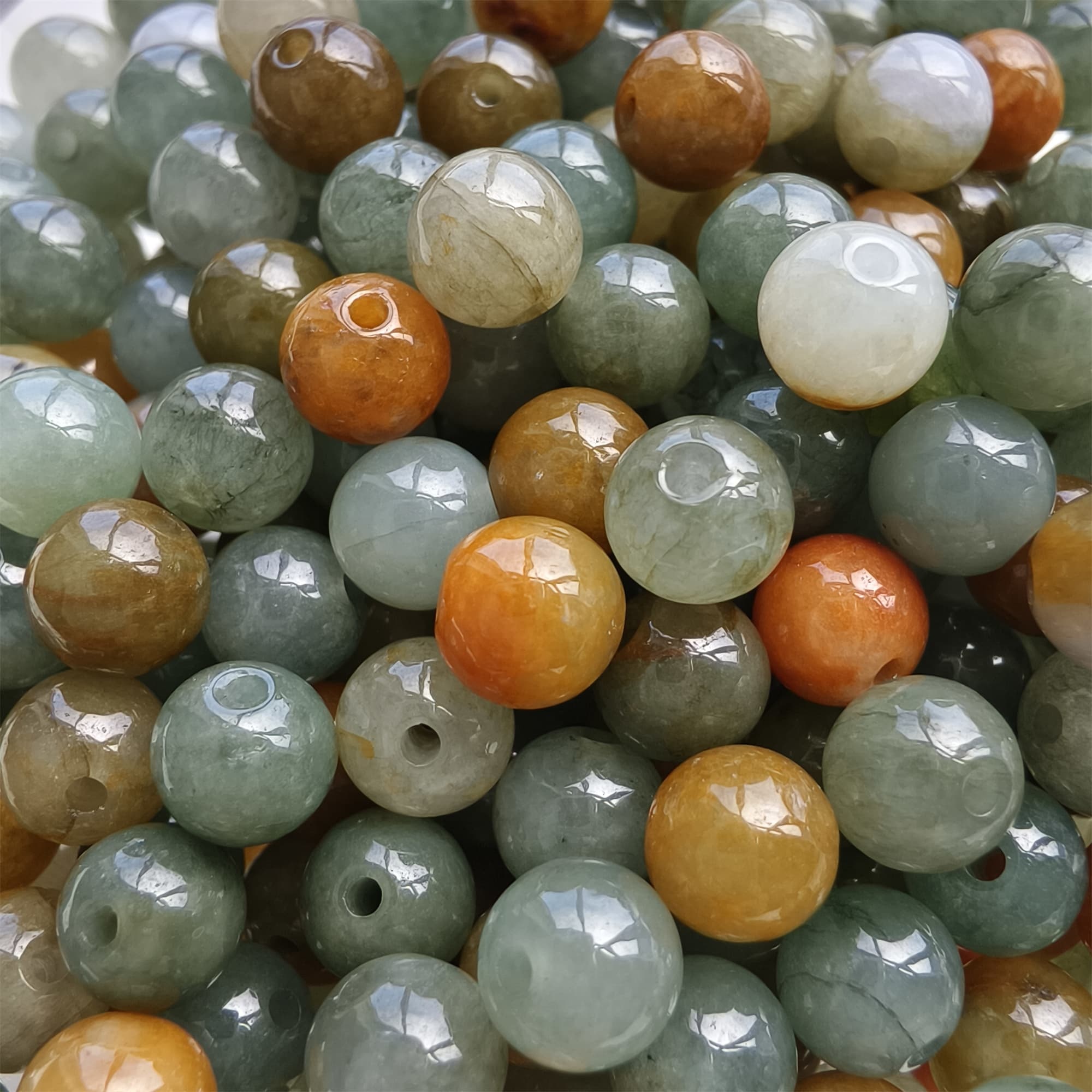 DDP 50pcs 6mm Natural Certificated Multi Color Burmese Jadeite Round Beads