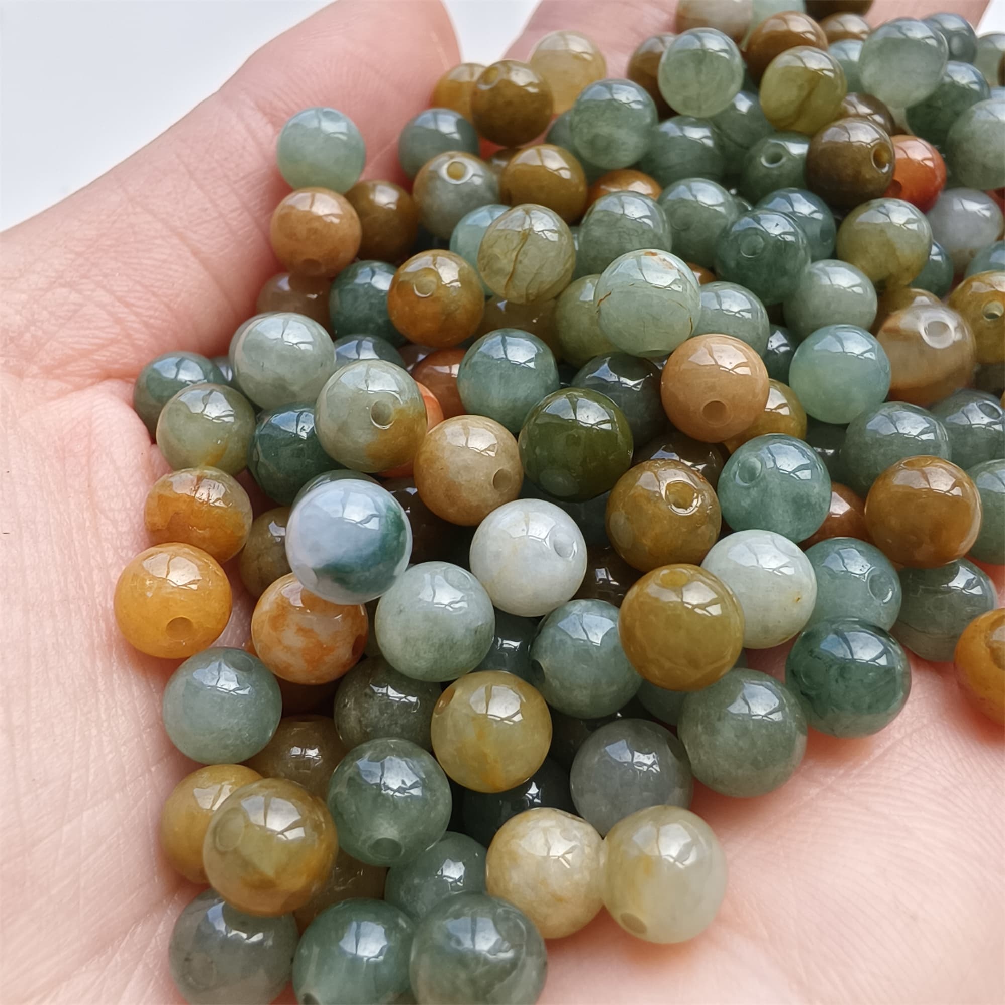 DDP 50pcs 6mm Natural Certificated Multi Color Burmese Jadeite Round Beads