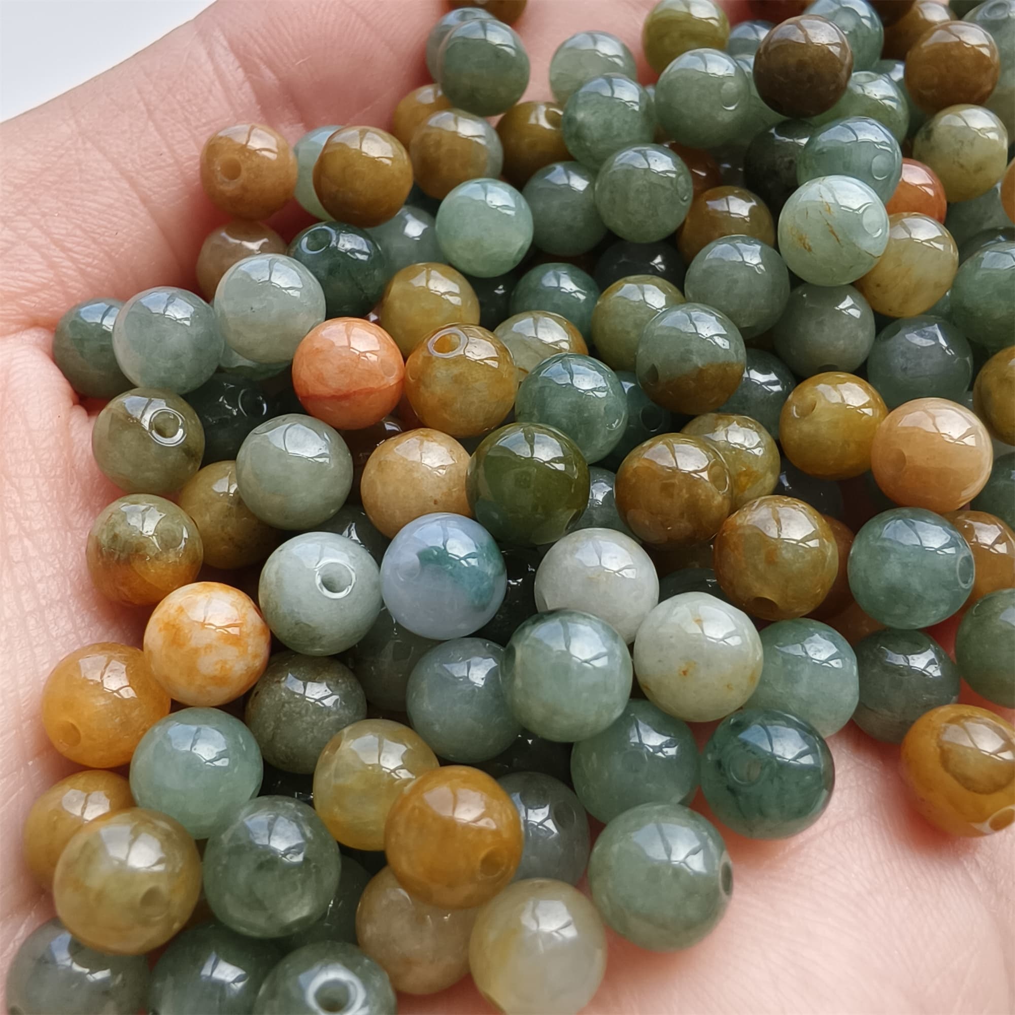 DDP 50pcs 6mm Natural Certificated Multi Color Burmese Jadeite Round Beads