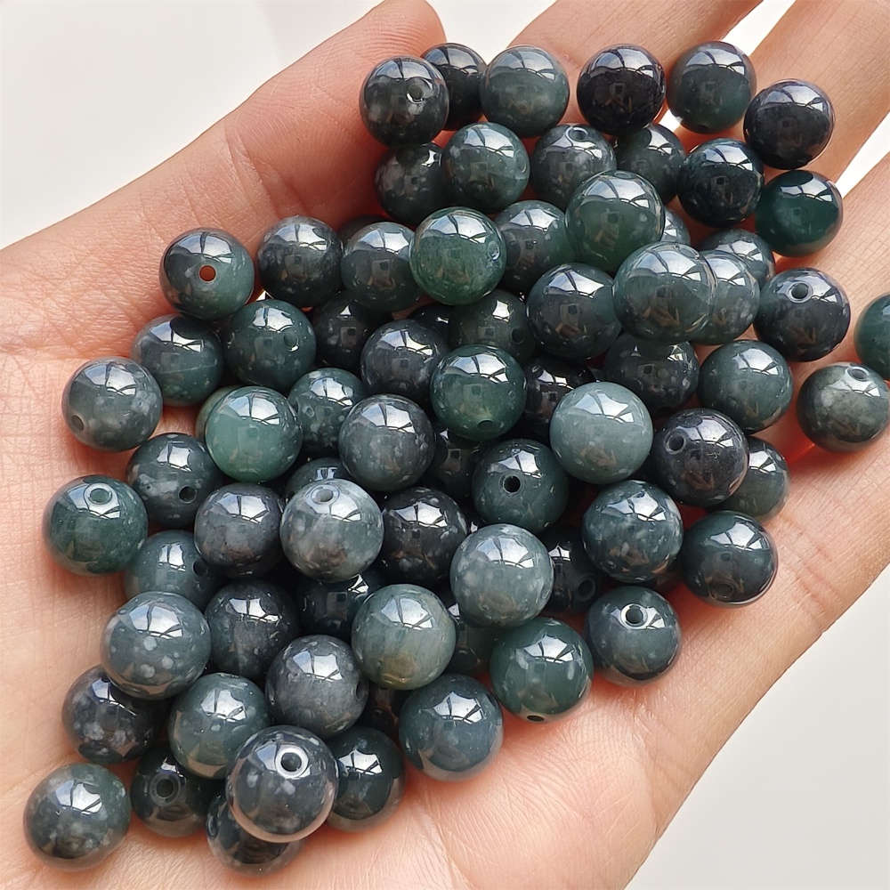 DDP 25pcs 8-8.3mm Natural Certificated Type A Black Blue Guatemalan Jadeite Round Beads