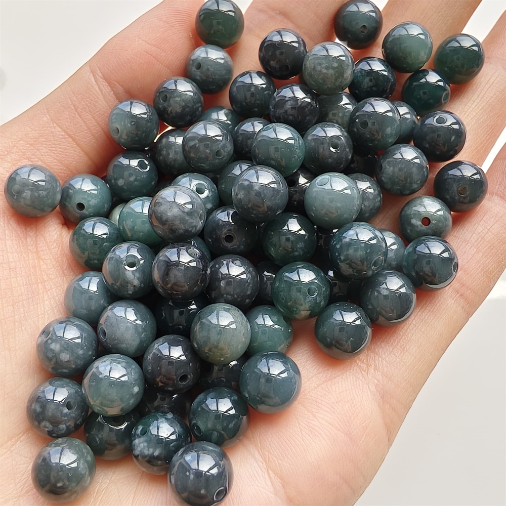 DDP 25pcs 8-8.3mm Natural Certificated Type A Black Blue Guatemalan Jadeite Round Beads