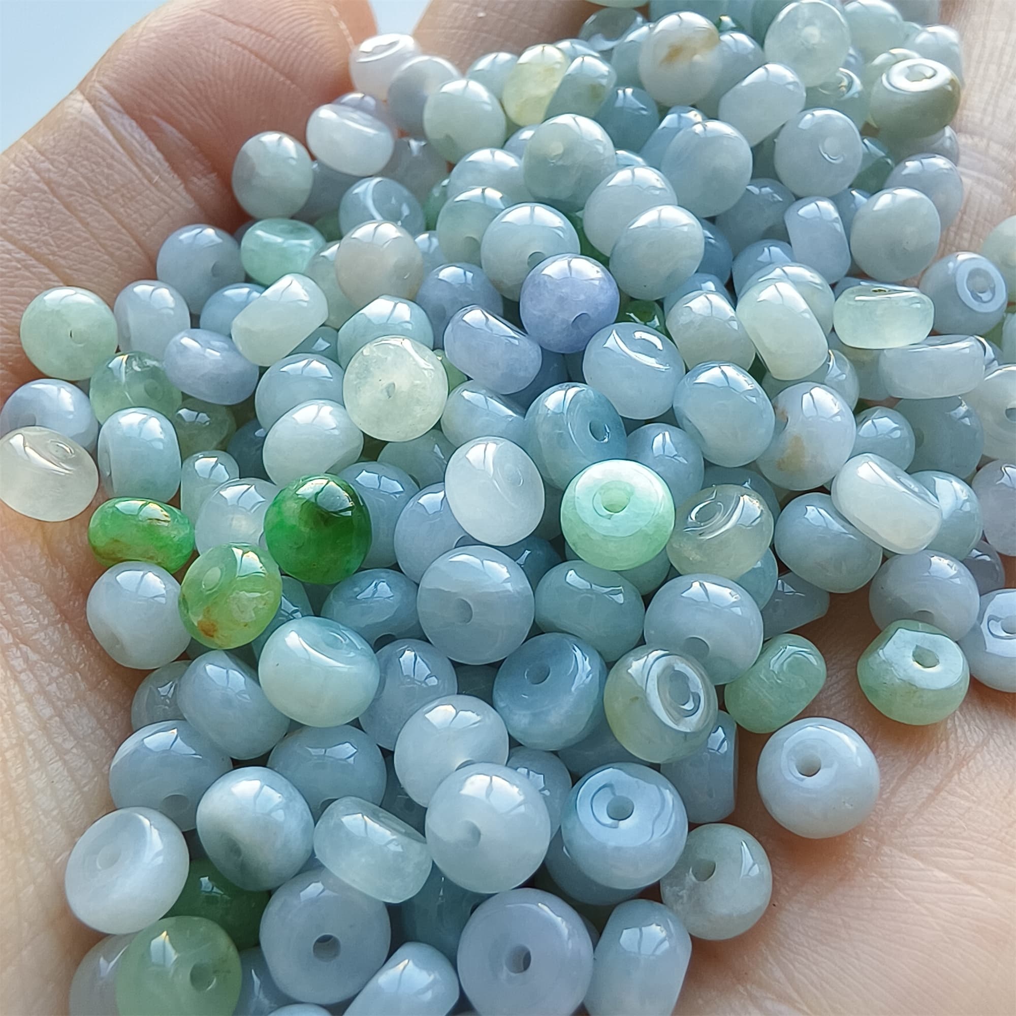 DDP 50pcs 5-5.5mm Natural Certificated Type A Untreated Green White Lavender Burmese Jadeite Rondelle Beads
